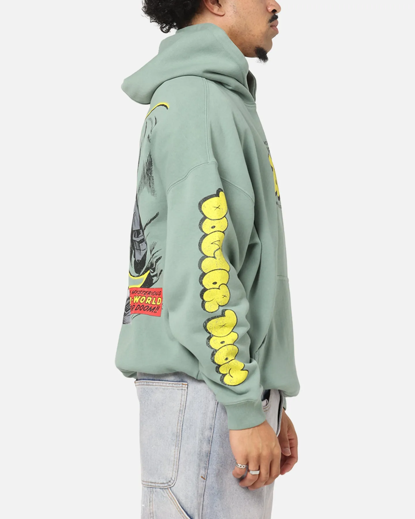 Compression Strap Adjustment 73 Studio Marvel Fantastic Four Doctor Doom Villain Hoodie Washed Green