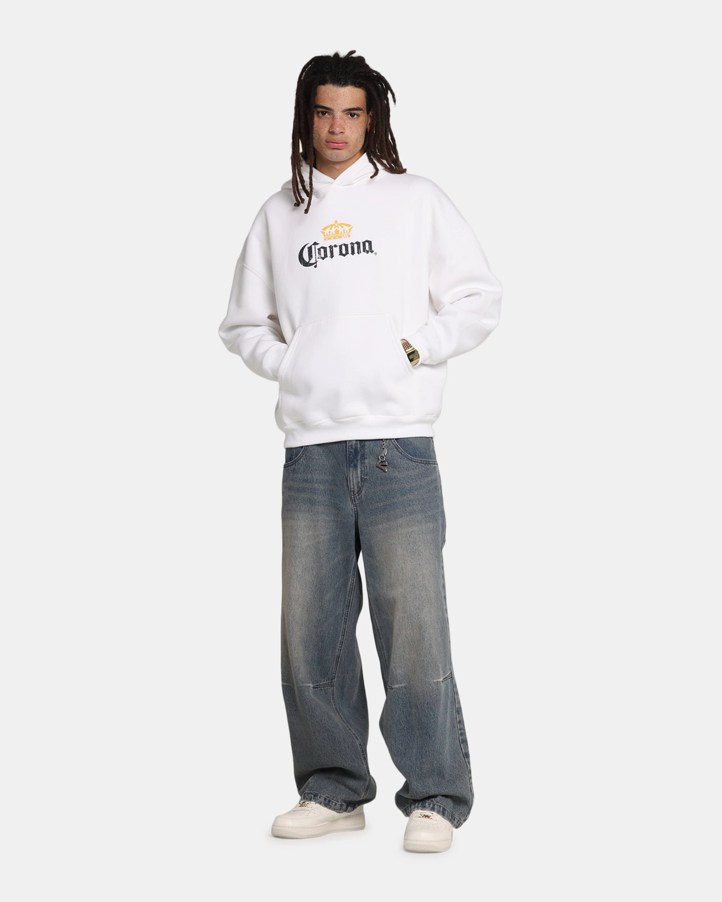 Zipper Closure Pika like 73 Studio Corona Premium Hoodie White