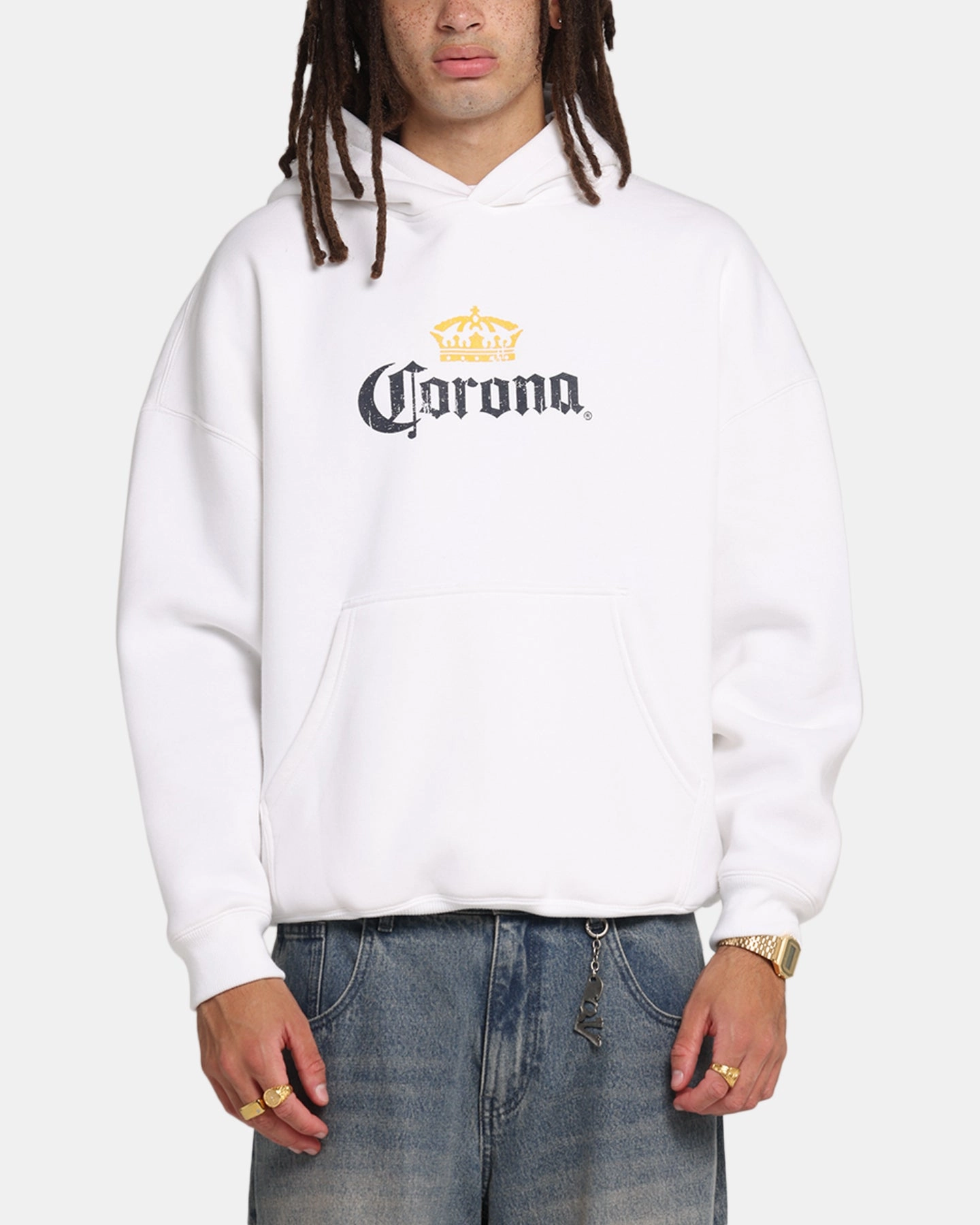 Shiny Finish Cozy Vibe 73 Studio Corona Premium Hoodie White
