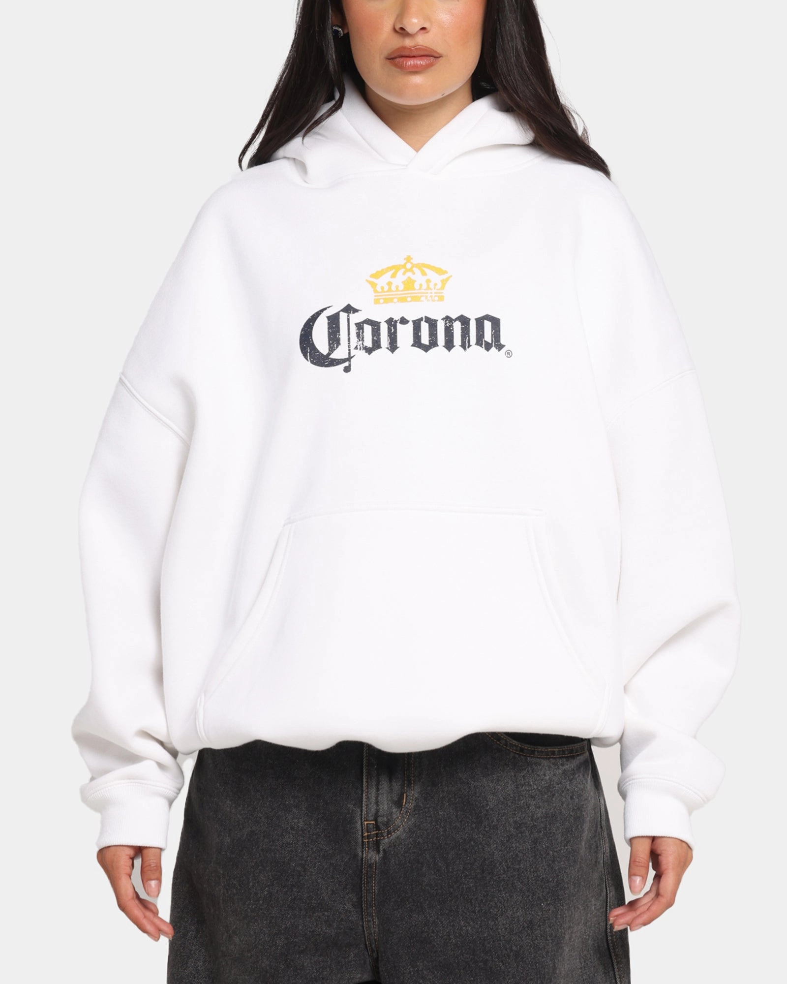 73 Studio Corona Premium Hoodie White Faux Fur Trim