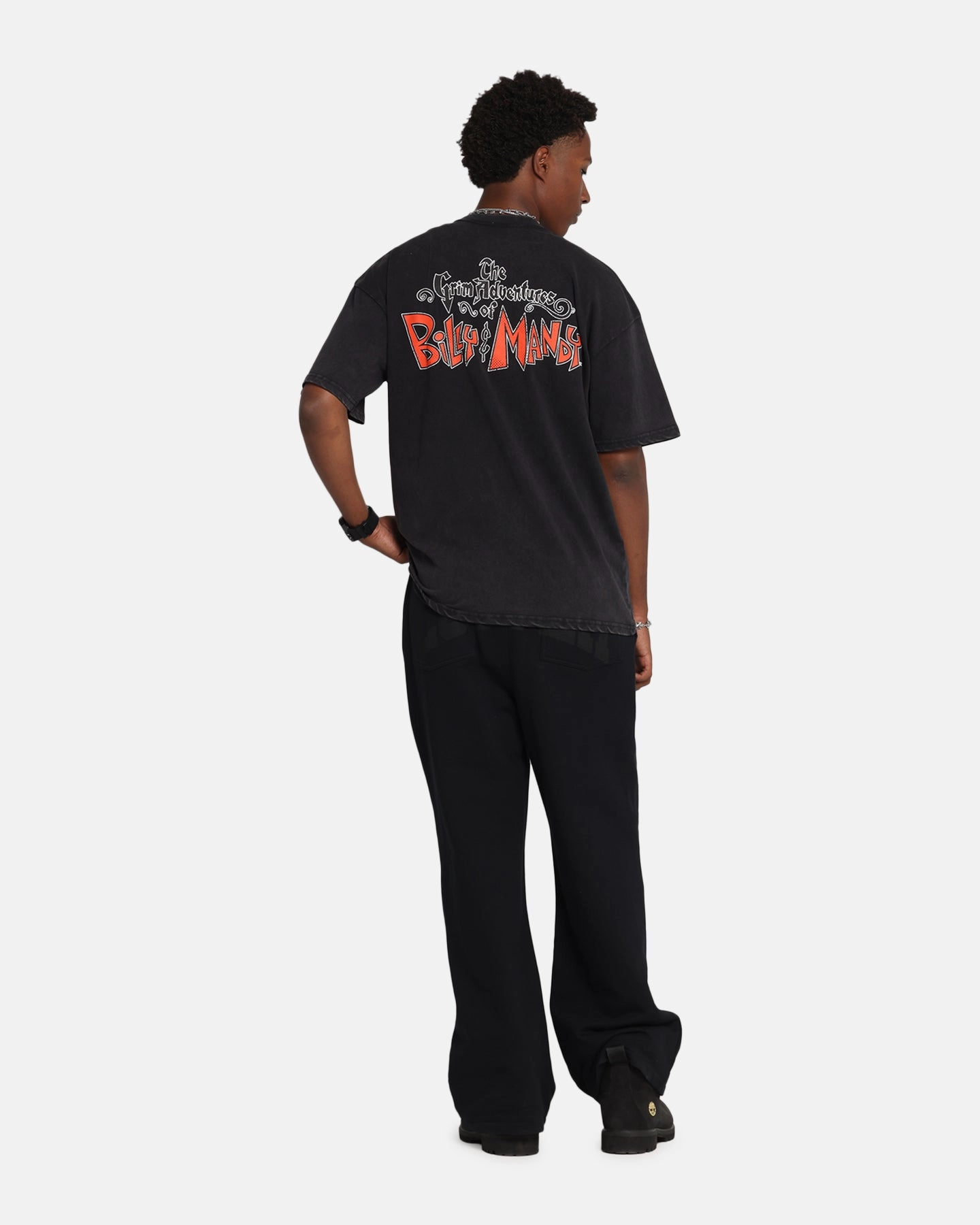 73 Studio X Cartoon Network Bill & Mandy Box Logo Vintage T-Shirt Black Acidwash Quality Comfort