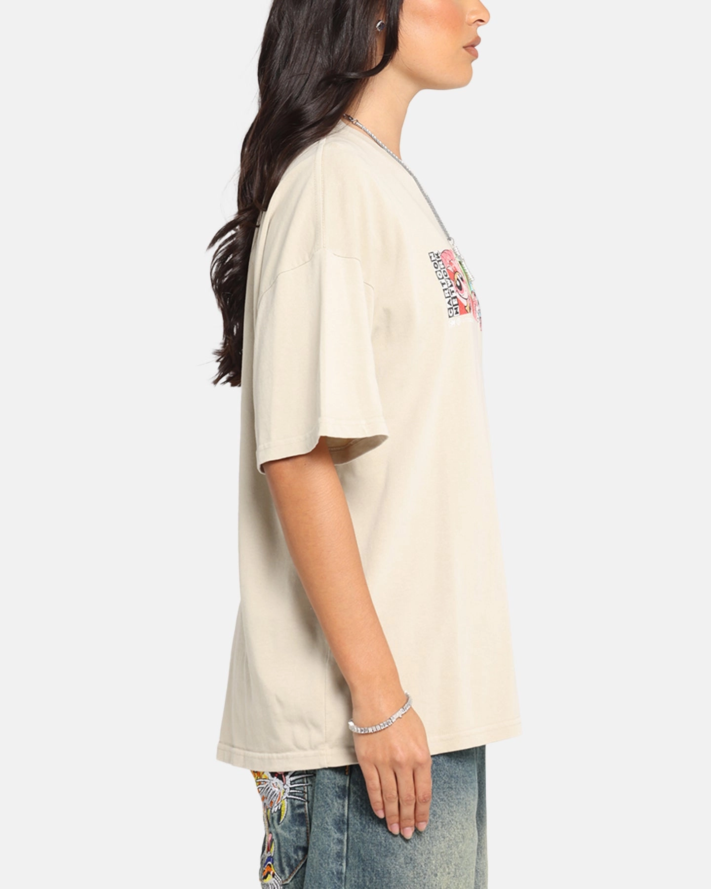 73 Studio X Cartoon Network The Powerpuff Girls Box Logo Vintage T-Shirt Stone Flattering Shape Holiday Wear