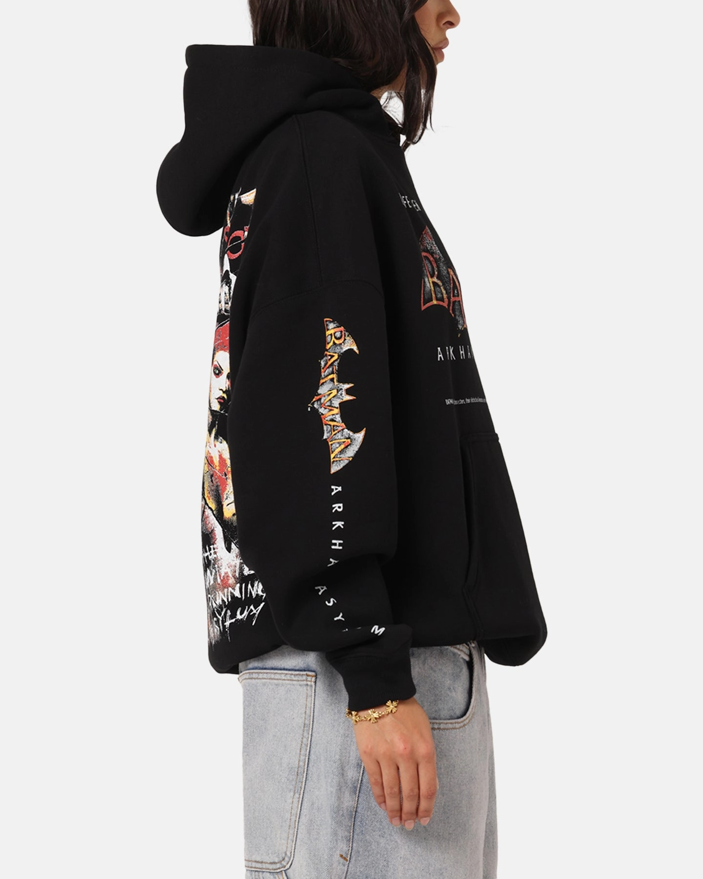 Warning Moisture Wicking Lining 73 Studio X DC Batman Arkham Asylum Premium Hoodie Black