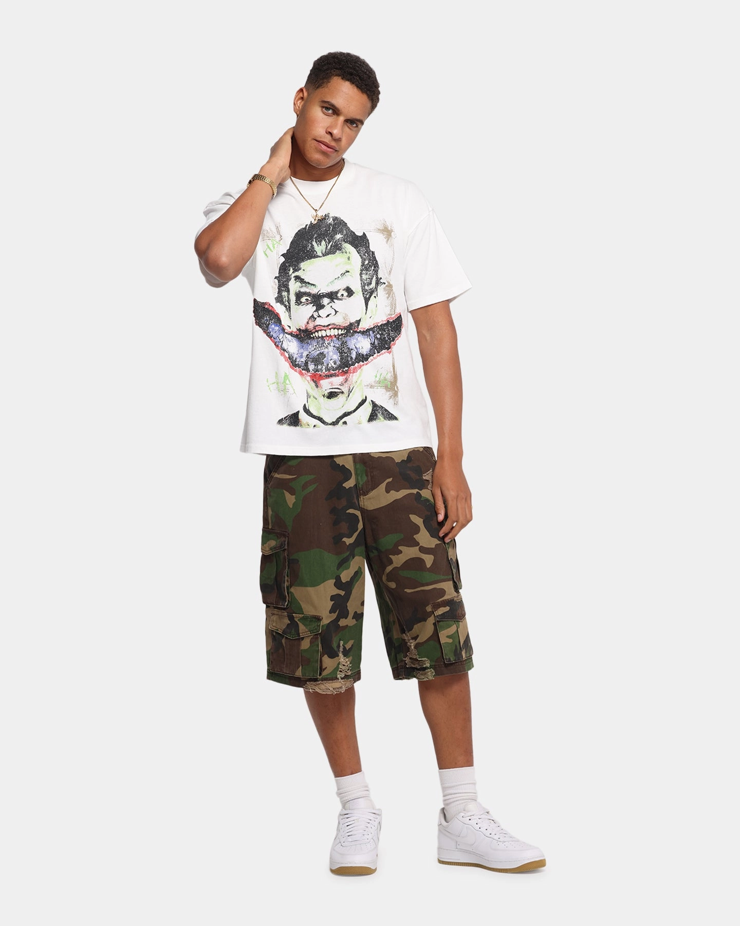 Seasonal Layering AntiStaticFinish 73 Studio X DC Batman Joker Arkham Asylum Vintage T-Shirt Off White