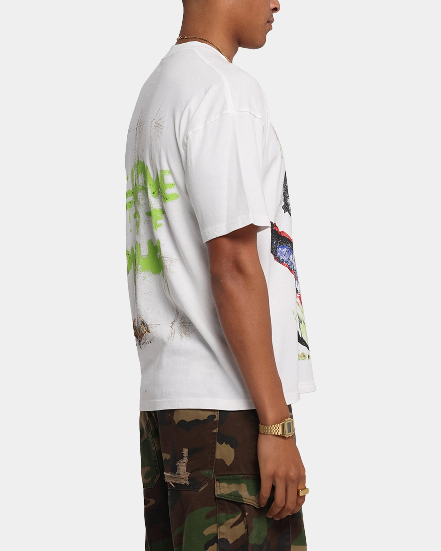 73 Studio X DC Batman Joker Arkham Asylum Vintage T-Shirt Off White sequined details Simple Comfort