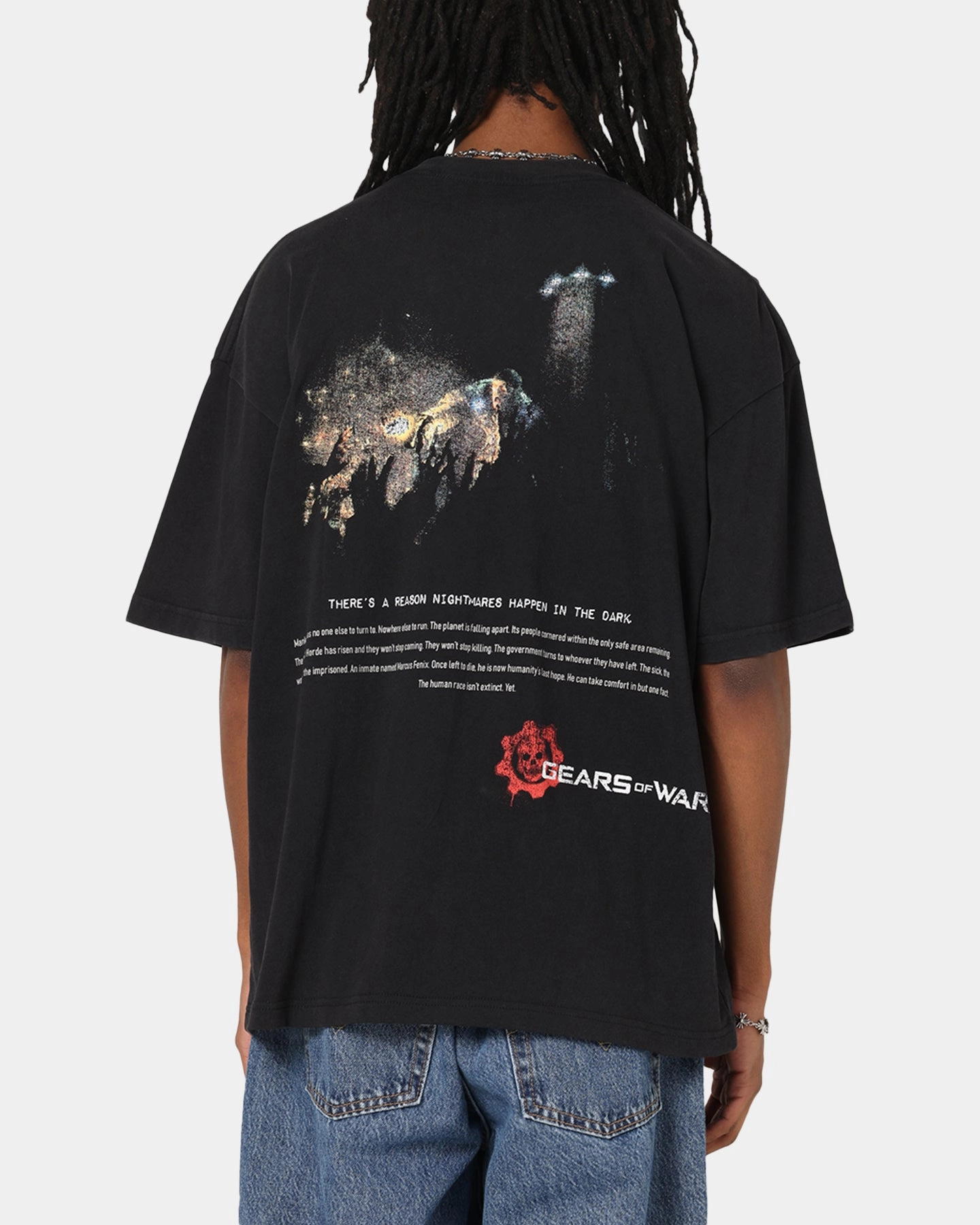 73 Studio X Gears Of War '06 Mad World Vintage T-Shirt Black Acidwash Breathable Cotton Fabric