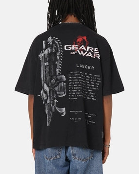 73 Studio X Gears Of War Lancer Vintage T-Shirt Black Acidwash Timeless Style