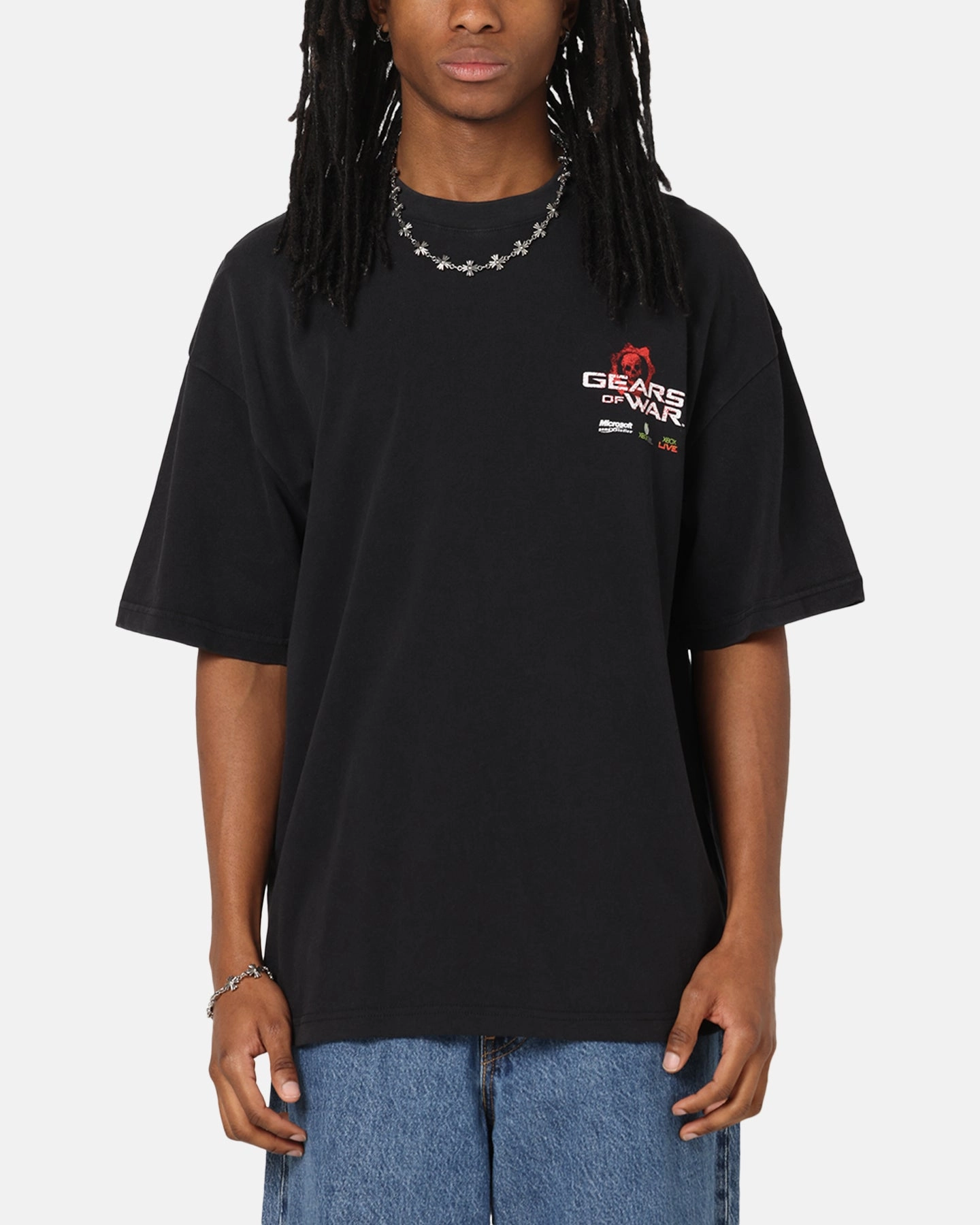 73 Studio X Gears Of War Lancer Vintage T-Shirt Black Acidwash soft fit Functional Side Gussets