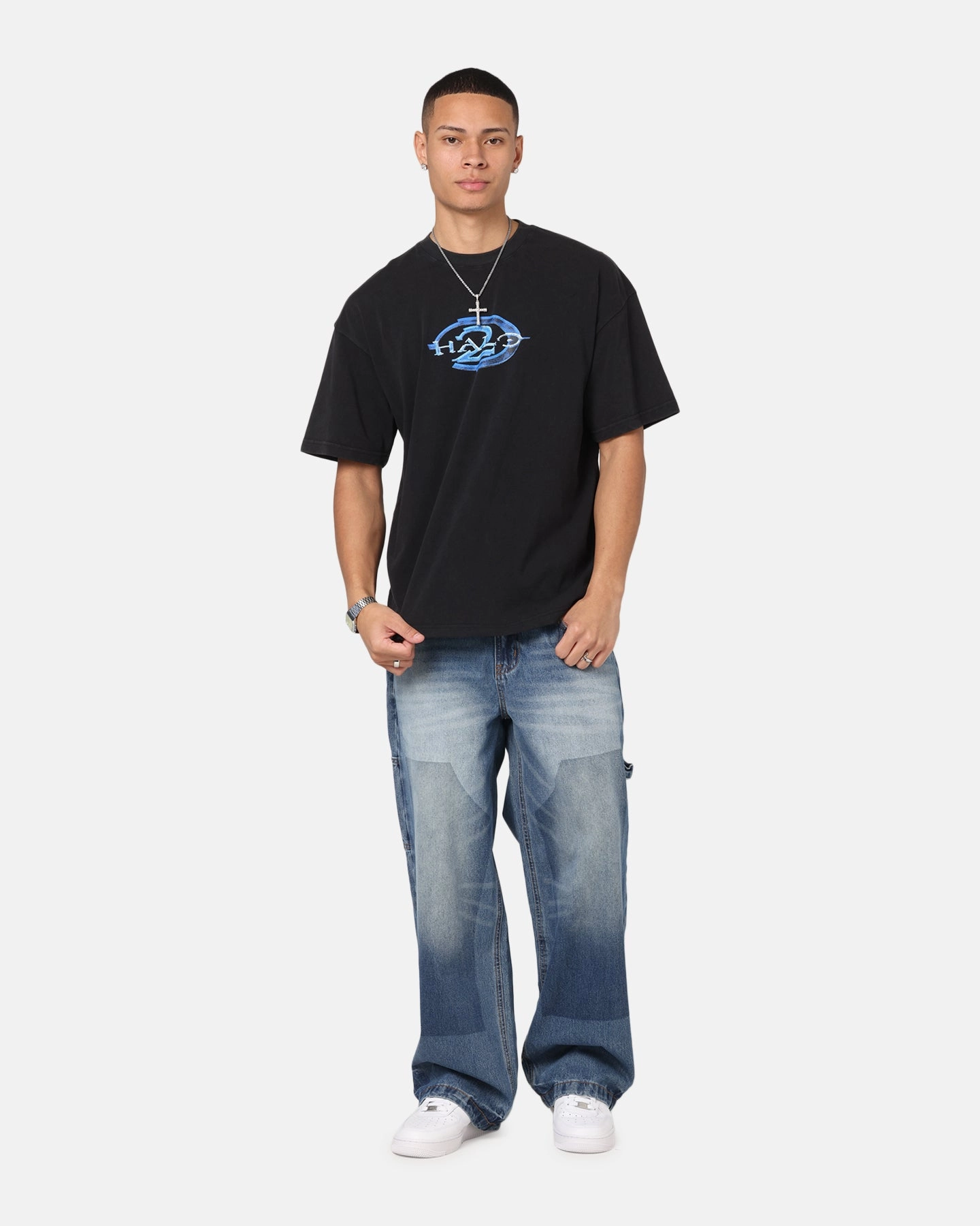 Temperature Regulating Fabric Chic Cut 73 Studio X Halo Halo 2 Vintage T-Shirt Black Acidwash