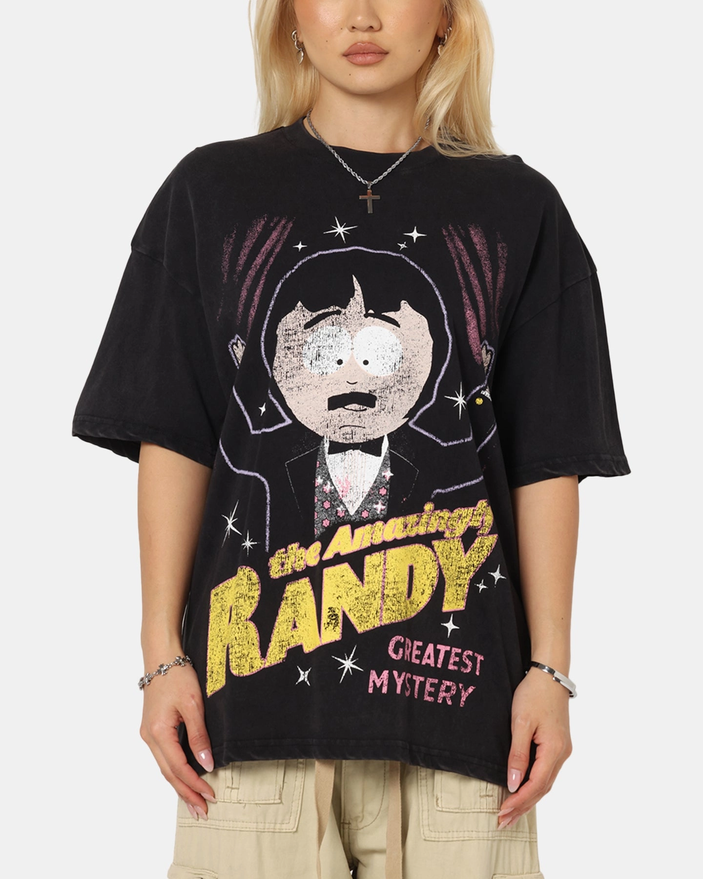 OekoTexCertified Streetwear 73 Studio X South Park The Amazing Randy Vintage T-Shirt Black Acidwash