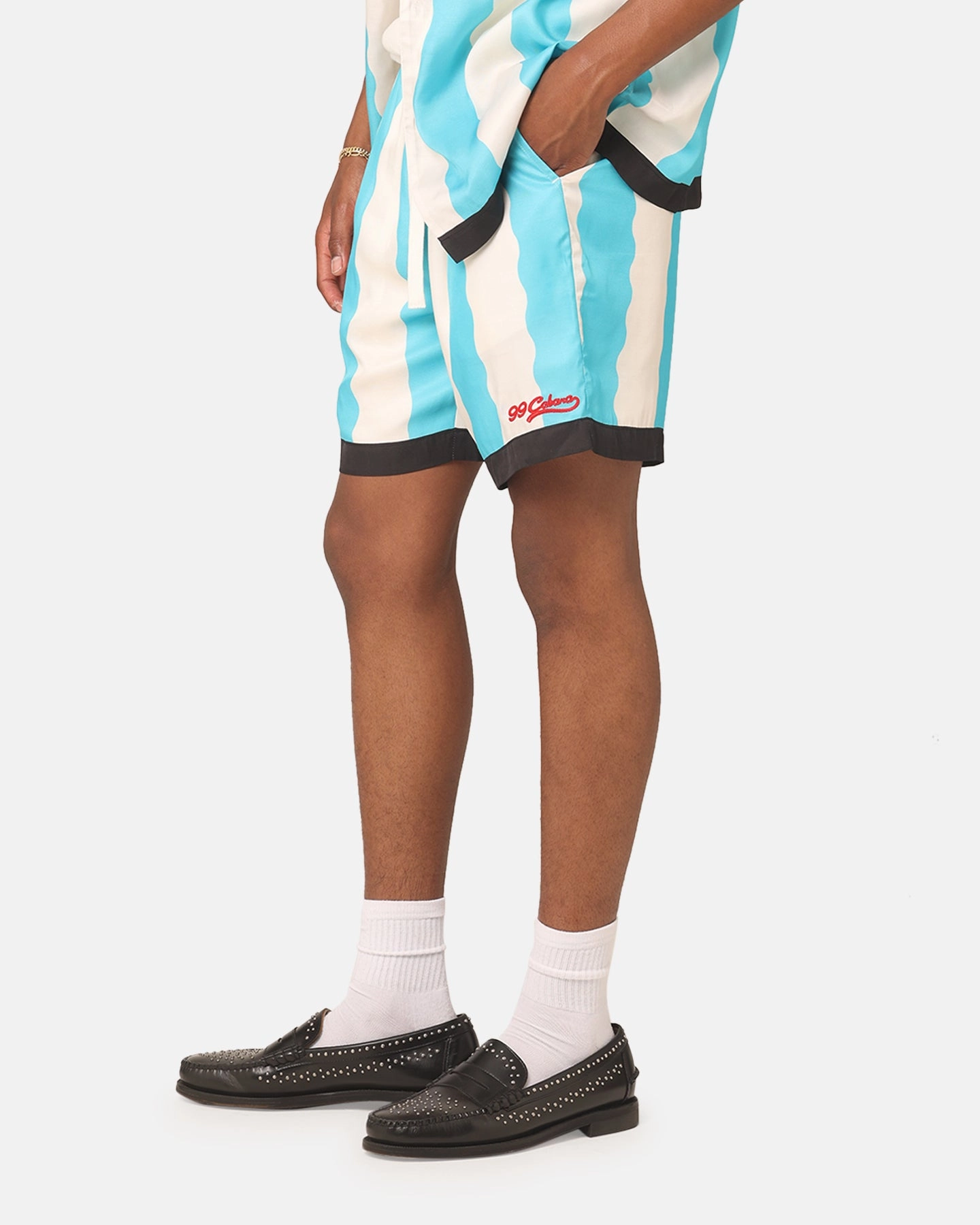 99 Cabana Bowling Shorts Light Blue/Off White Classic Comfort