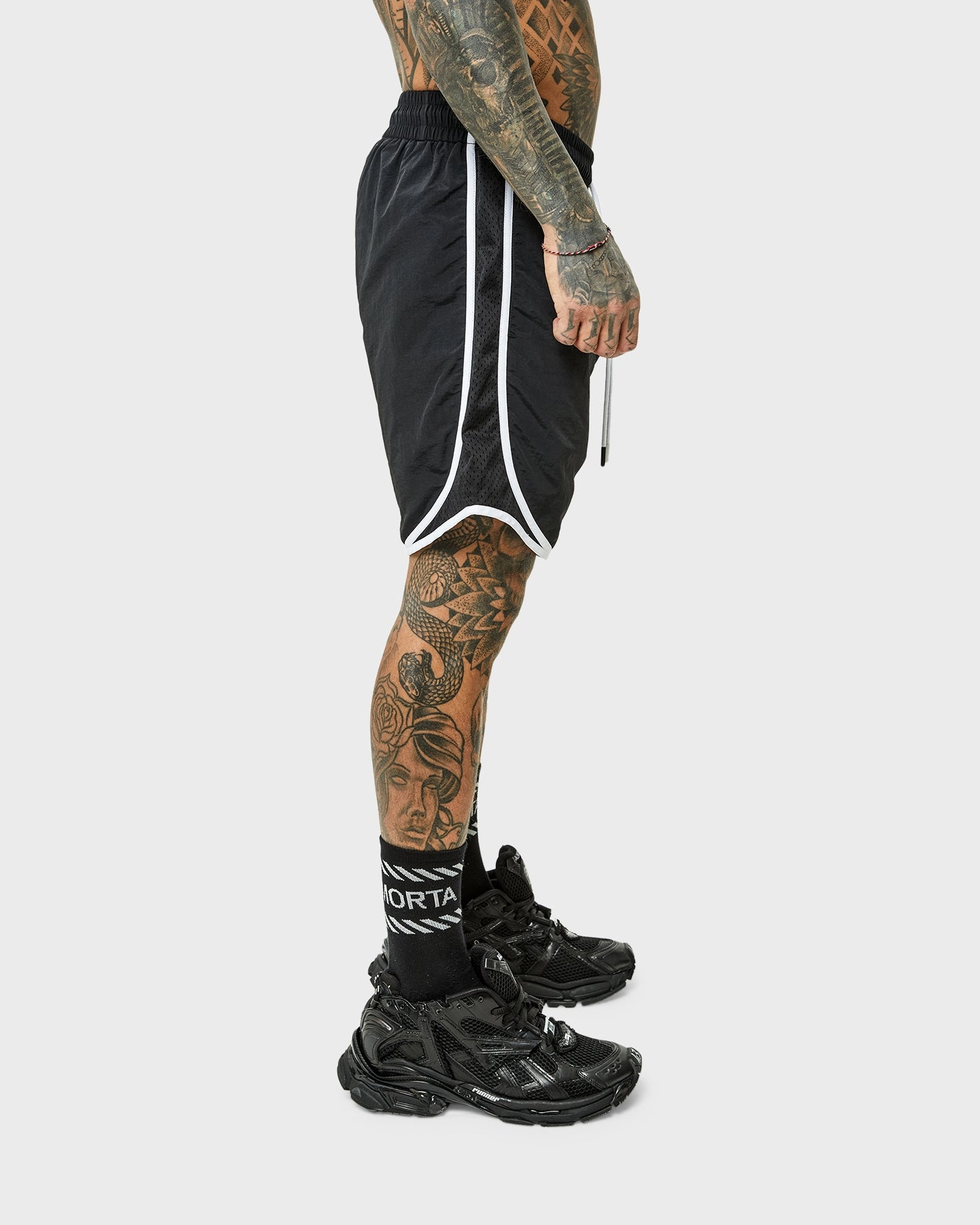 Saint Morta Icarus Vintage Running Shorts Black Smart Look Lace trim