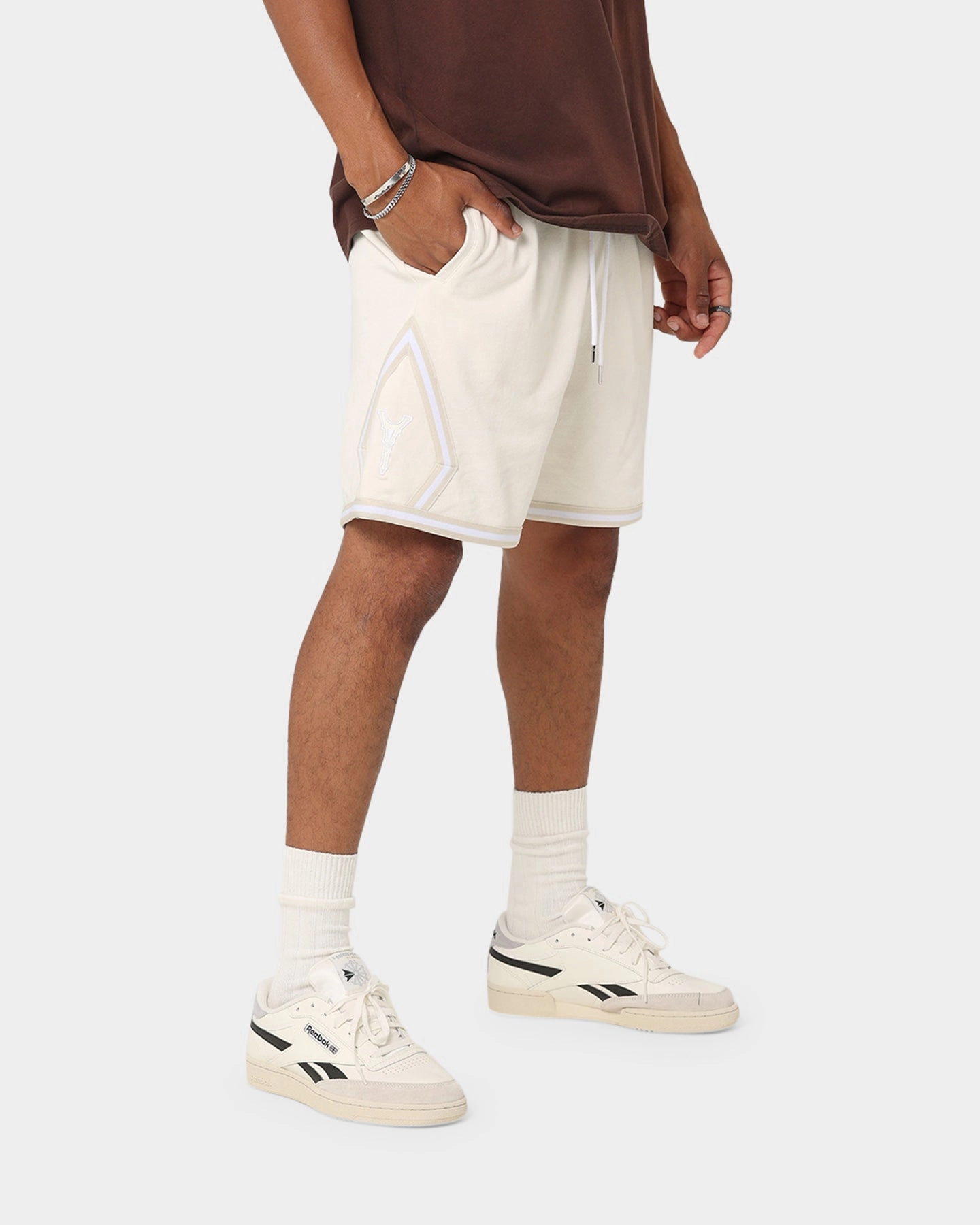 Cotton shorts Versatile Layering Capability Carr?? Champs Fleece Ball Shorts Off White