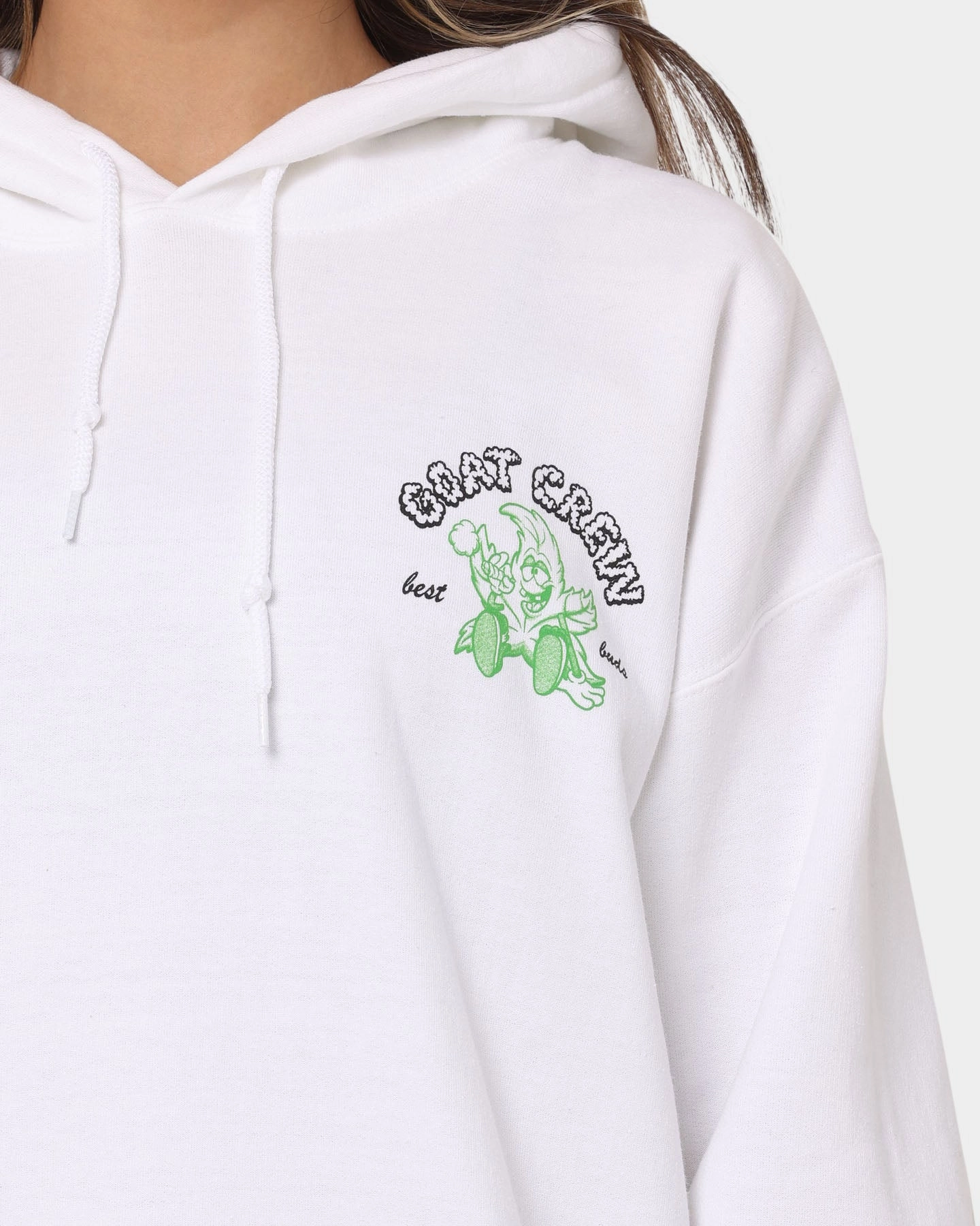 suitable for video shooting Pocket-square Goat Crew Best Buds Hoodie White