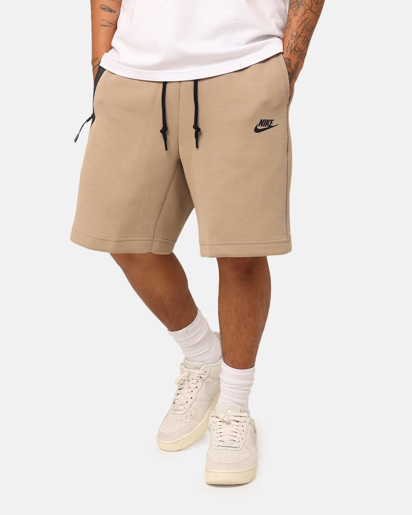 Nike Tech Fleece Shorts Khaki/Black Low Profile Zipper