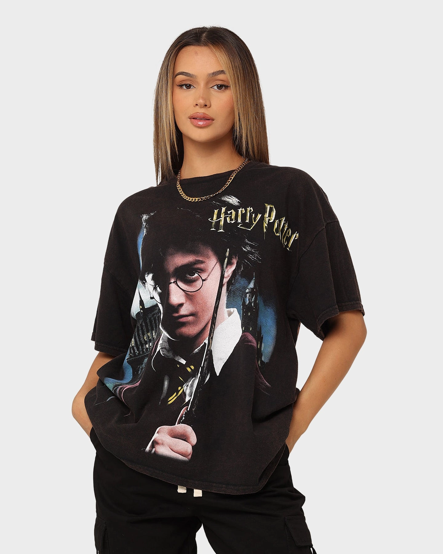 American Thrift X Harry Potter Potter Vintage T-Shirt Black Wash Moisture Wicking Fabric