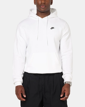 Instant Sellout Nike Club Pullover Fleece Hoodie White/White/Black