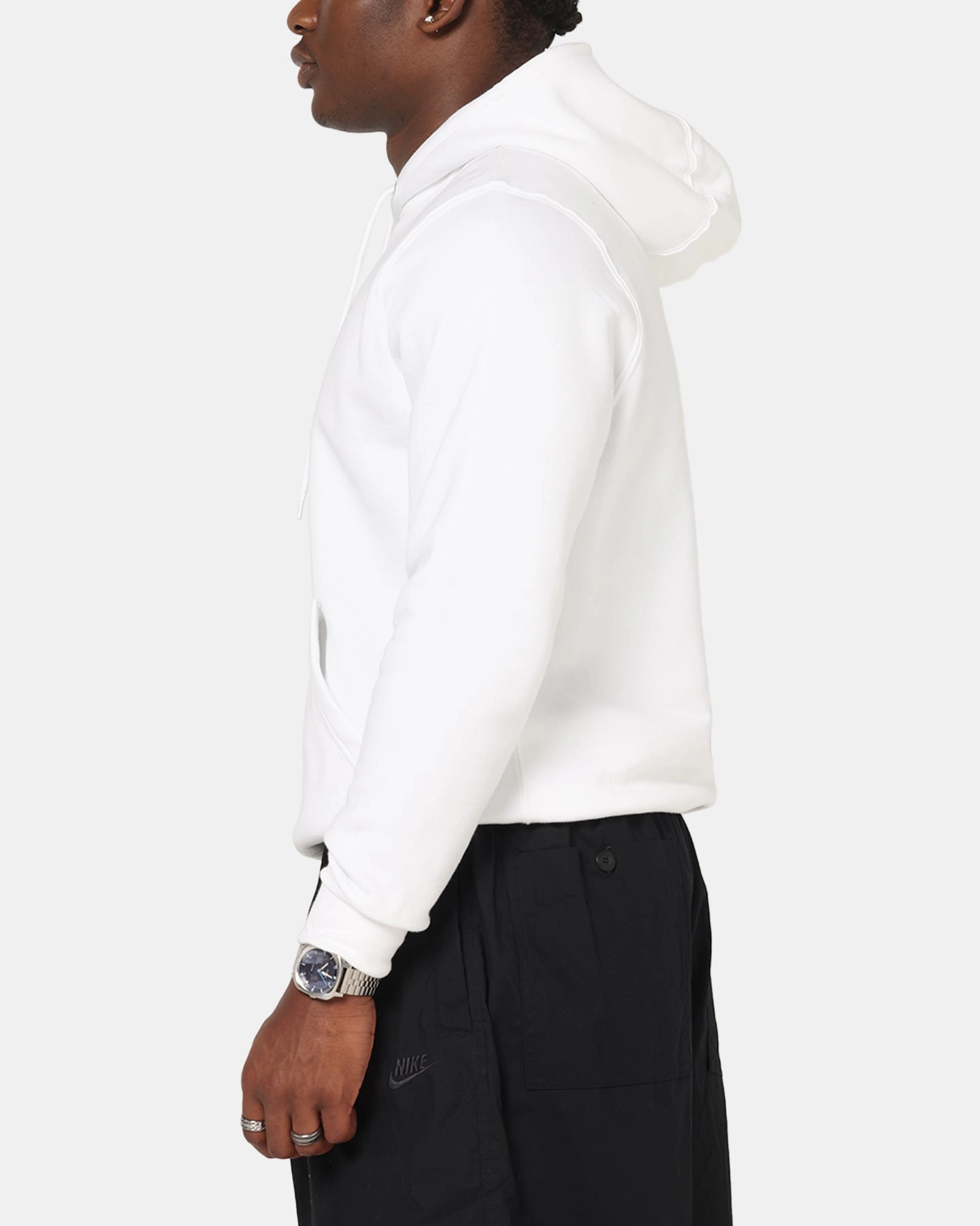 Power Dressing Adjustable Hood Nike Club Pullover Fleece Hoodie White/White/Black