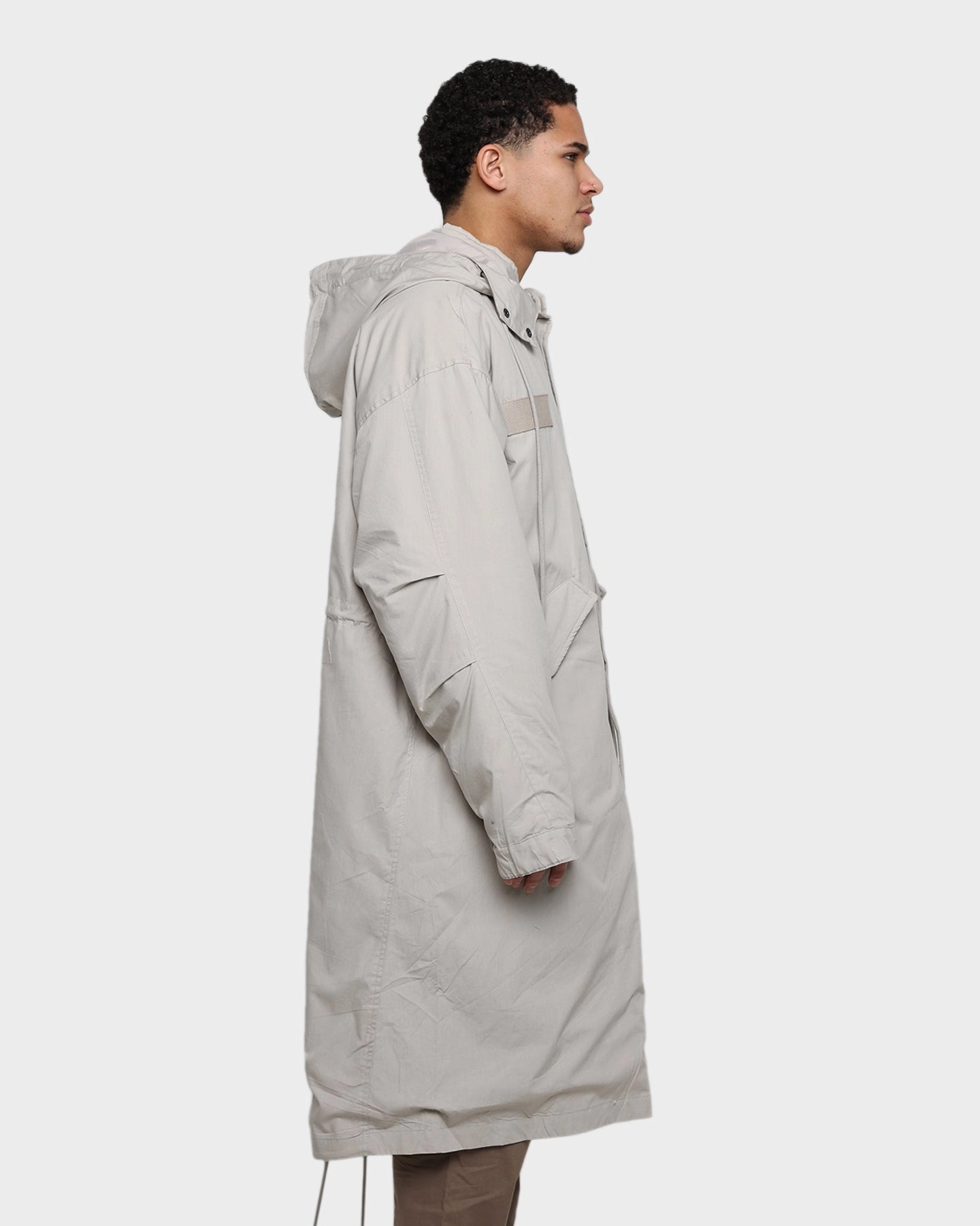 Water-Resistant Layer MNML Hooded Trench Jacket Grey