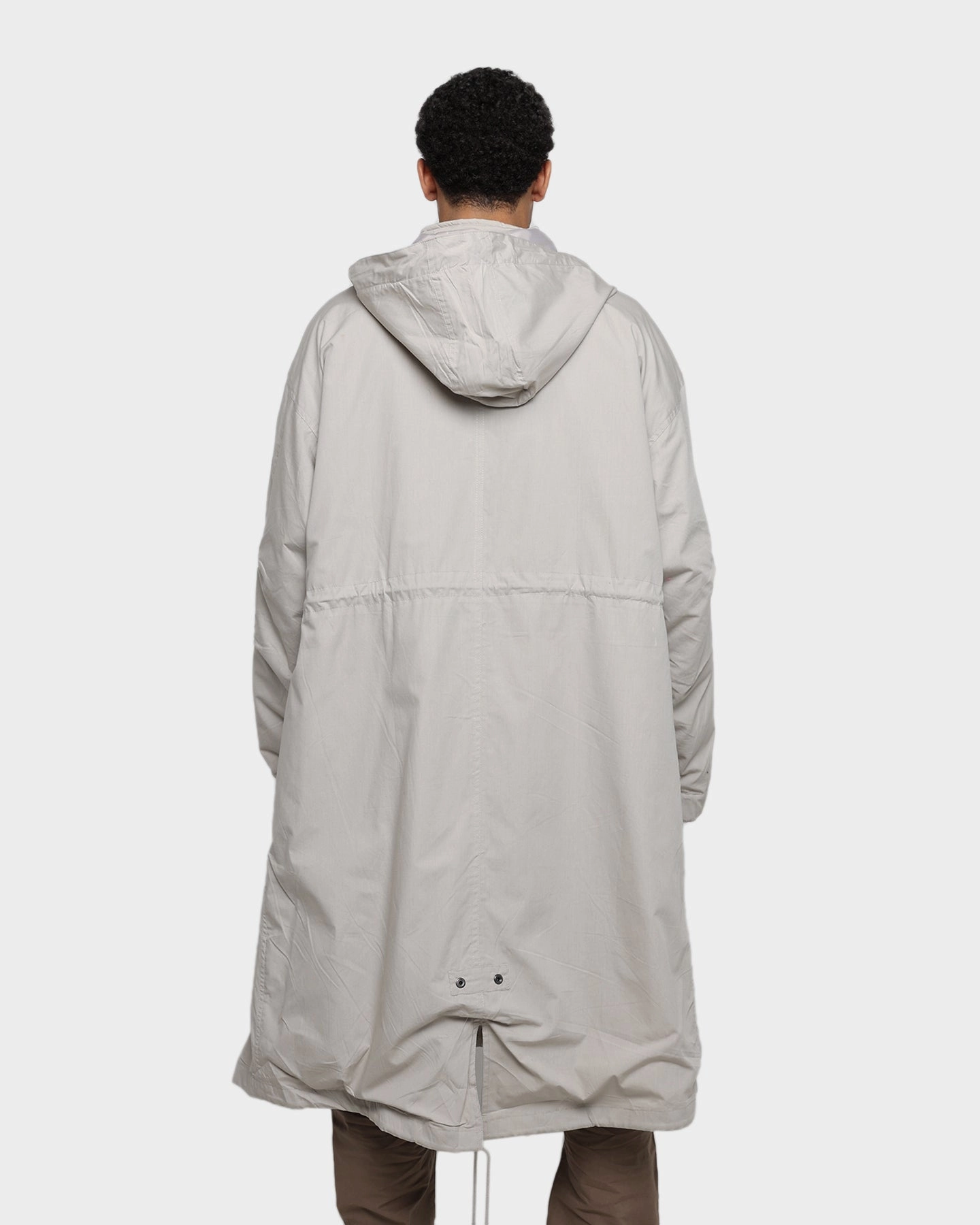 Foldable Collar MNML Hooded Trench Jacket Grey