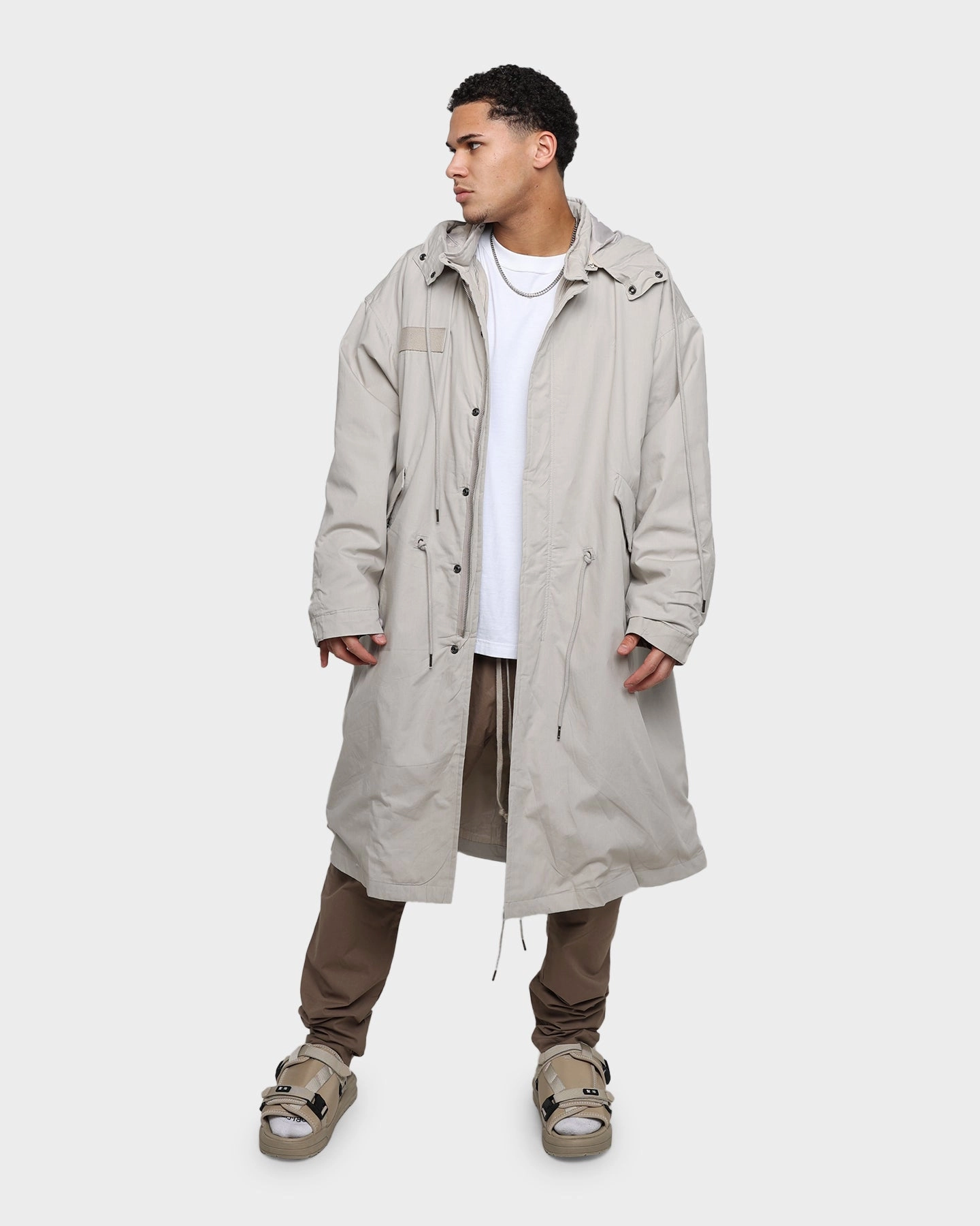 Benchmark MNML Hooded Trench Jacket Grey