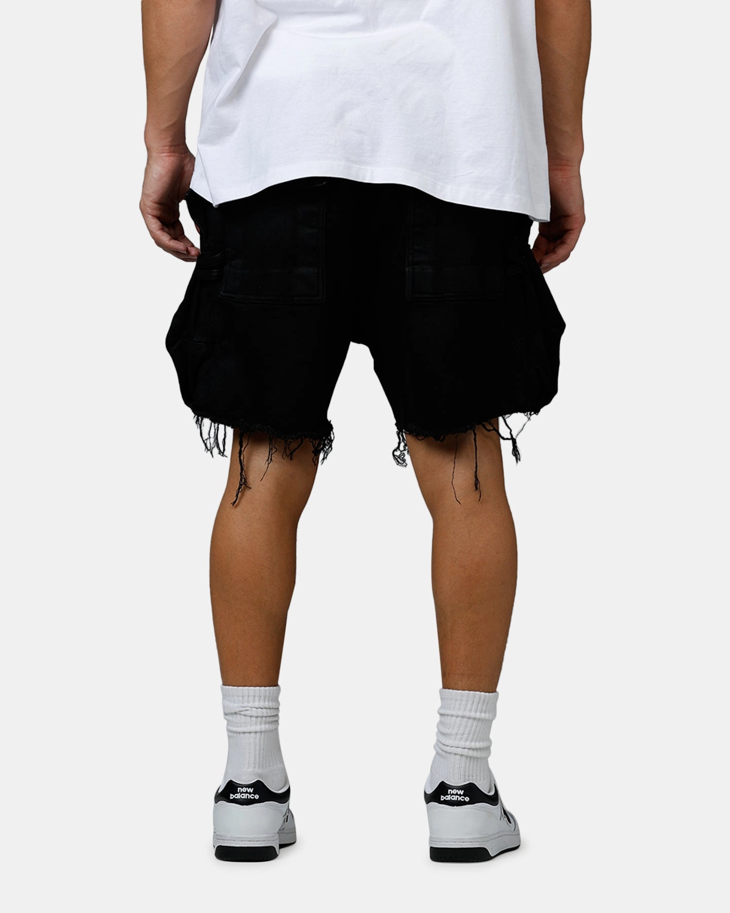 MNML Roughed Pocket Cargo Shorts Black Simple Style