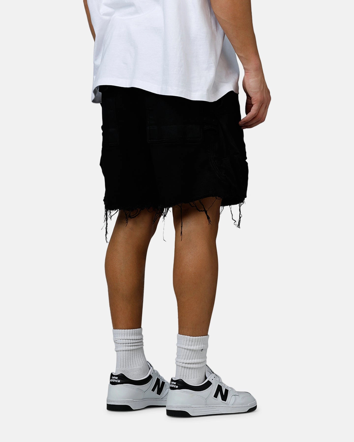 MNML Roughed Pocket Cargo Shorts Black Balanced Fit