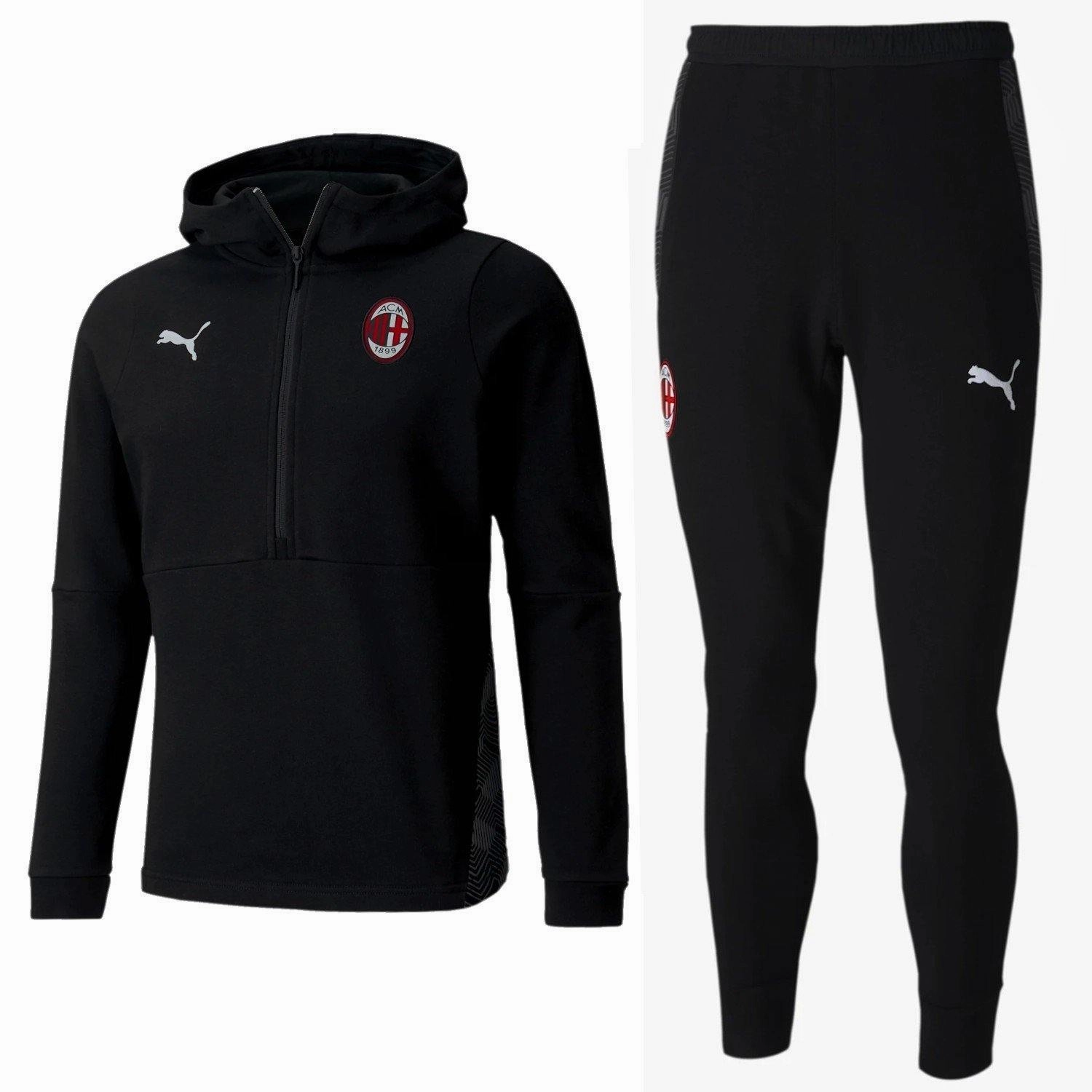 AC Milan black Casual hooded presentation tracksuit 2020/21 - Puma TearResistant
