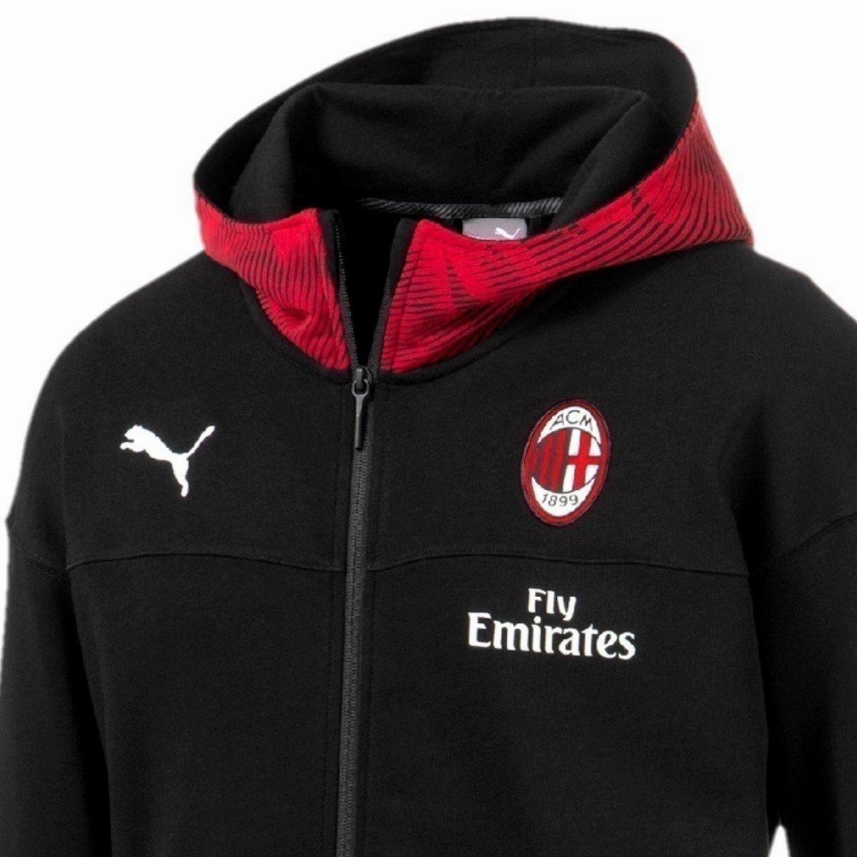 AC Milan black Casual presentation Soccer tracksuit 2019/20 - Puma Reinforced Knees wide-leg fit