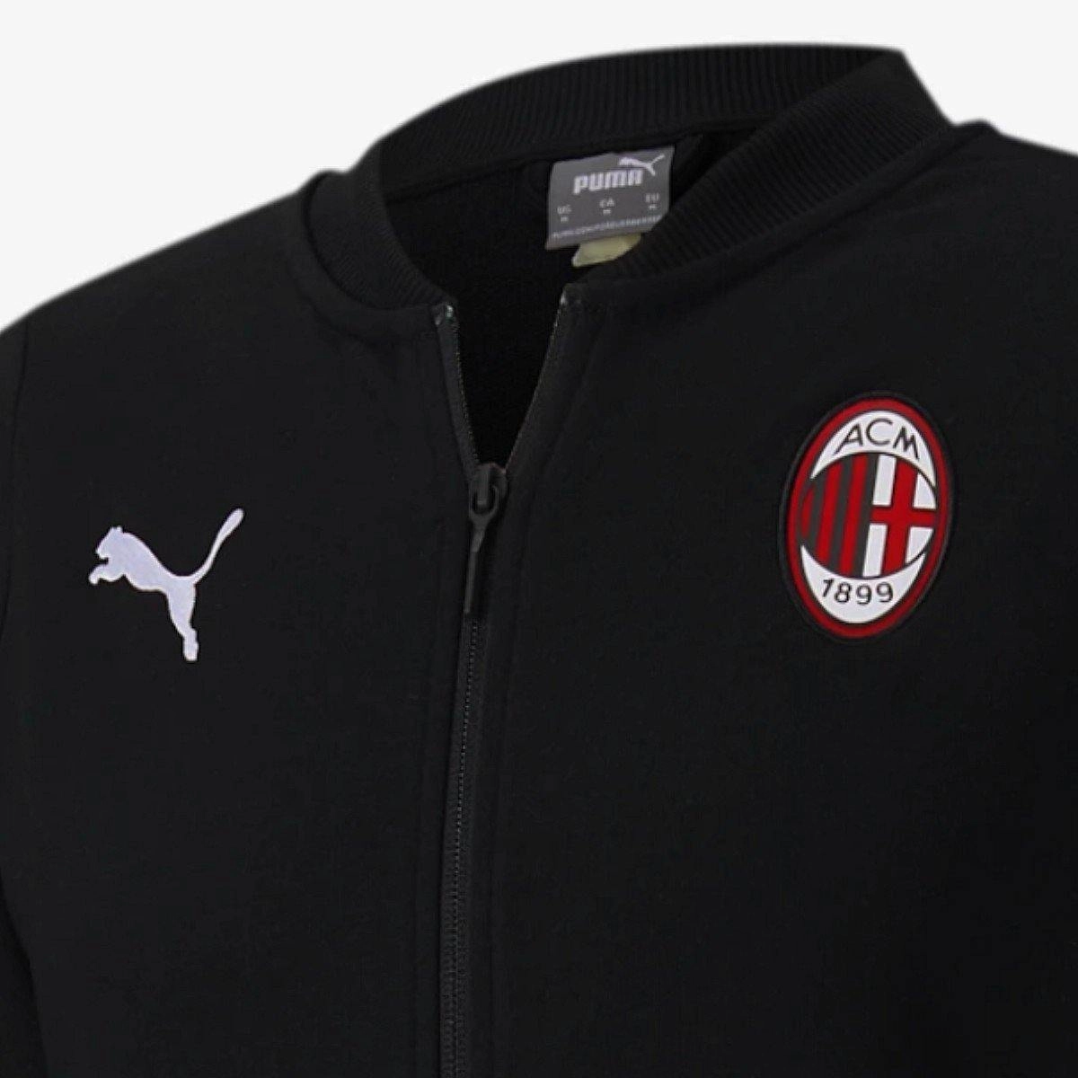 AC Milan black Casual presentation Soccer tracksuit 2020/21 - Puma Breathable Mesh Panels MultiPocket Utility Design