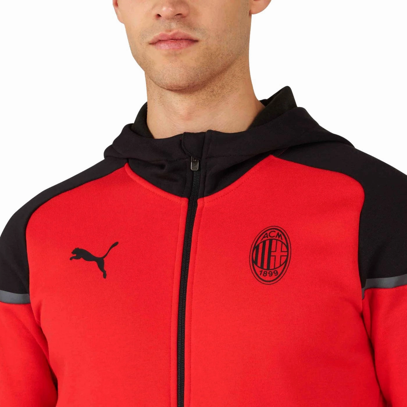 AC Milan Casual hooded presentation tracksuit 2023/24 red/black - Puma flare fit