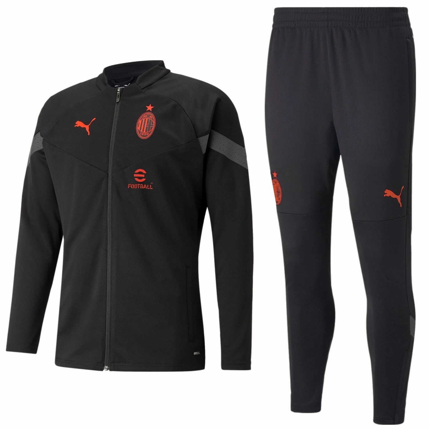 AC Milan soccer black training bench tracksuit 2022/23 - Puma Strap