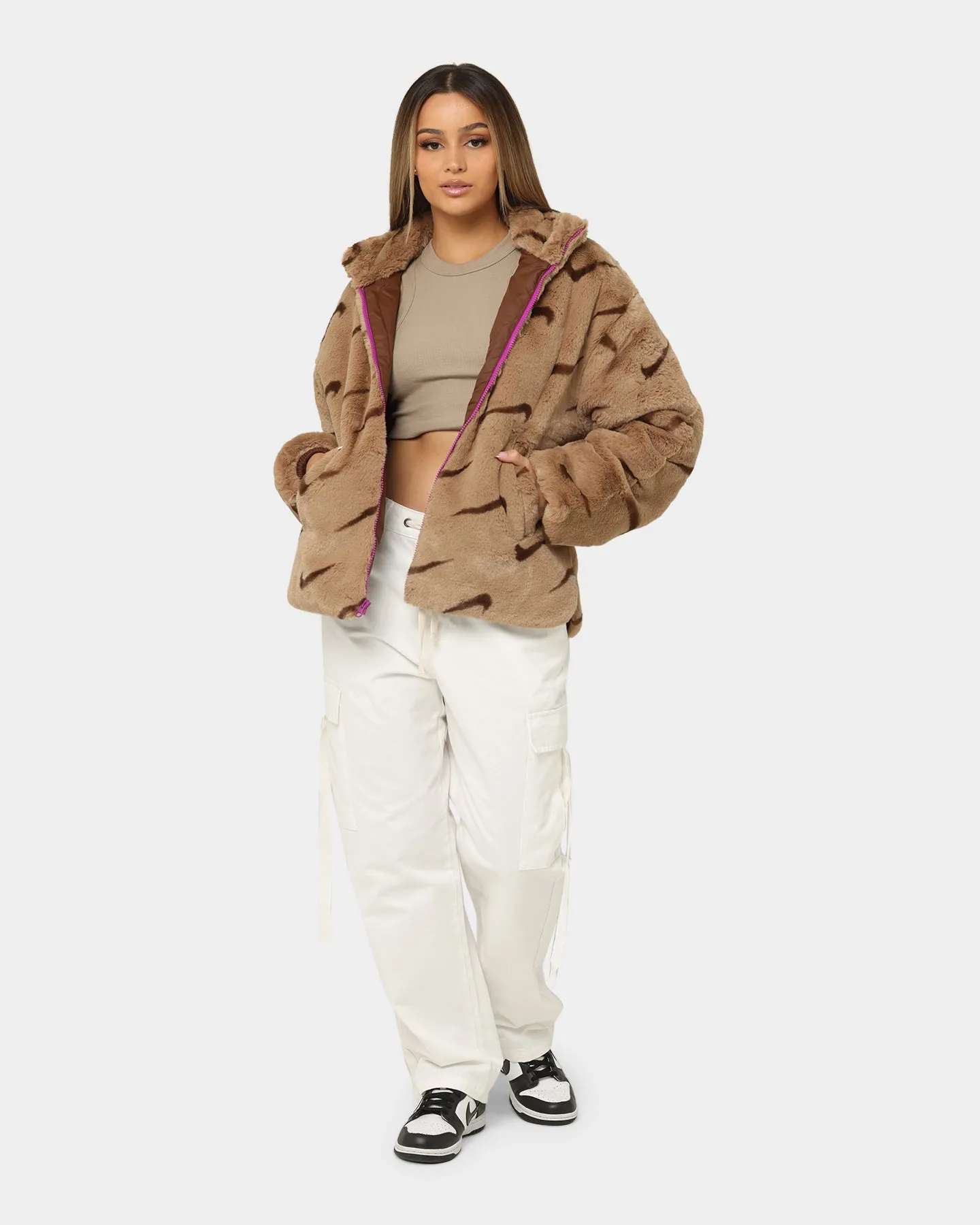 Nike Women's Nike Sportswear Faux Fur All Over Print Dark Driftwood Diary