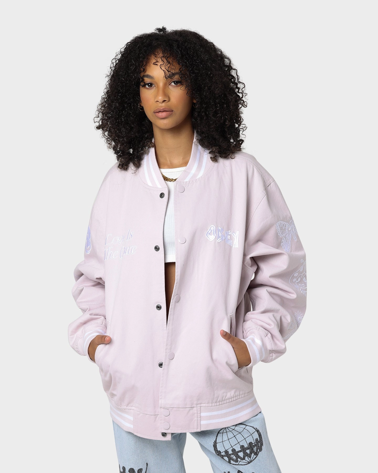 Obey Cherub Jacket Purple Paste Practical Wear