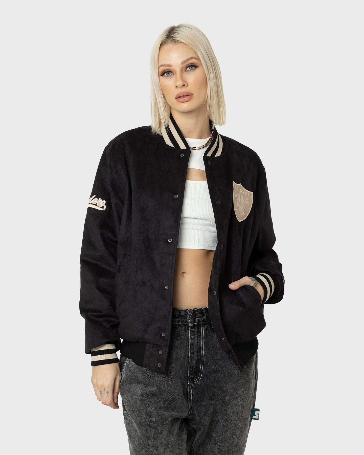 Cool Weather Layer New Era Las Vegas Raiders Suede Jacket Black