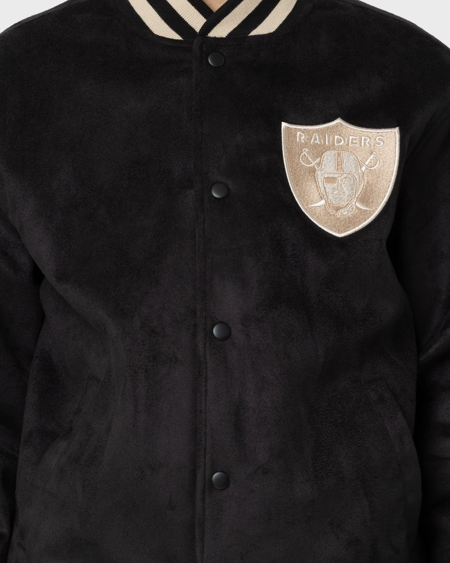 snowy New Era Las Vegas Raiders Suede Jacket Black