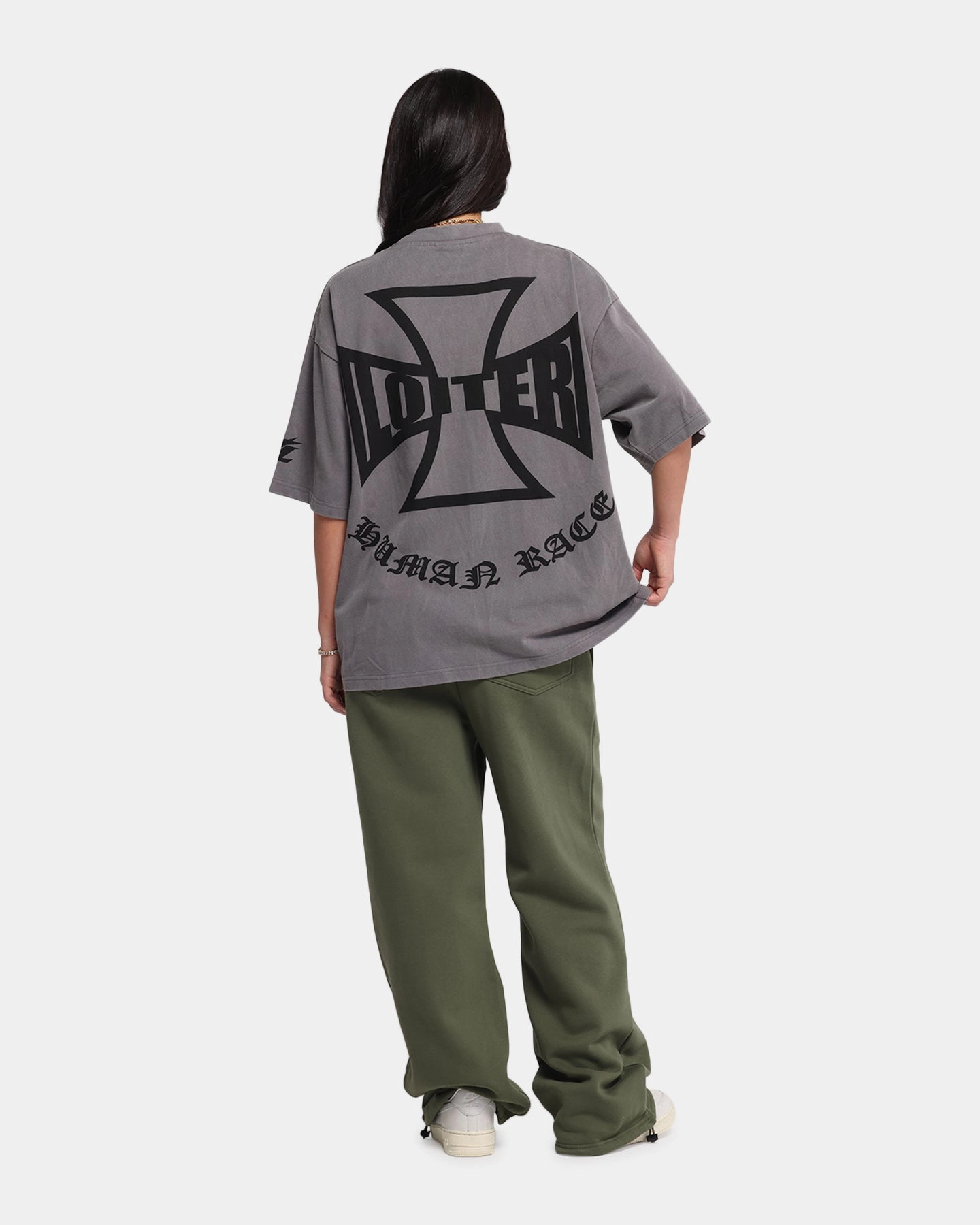 Loiter Biker Vintage T-Shirt Vintage Charcoal Informal charm BreathableMaterial