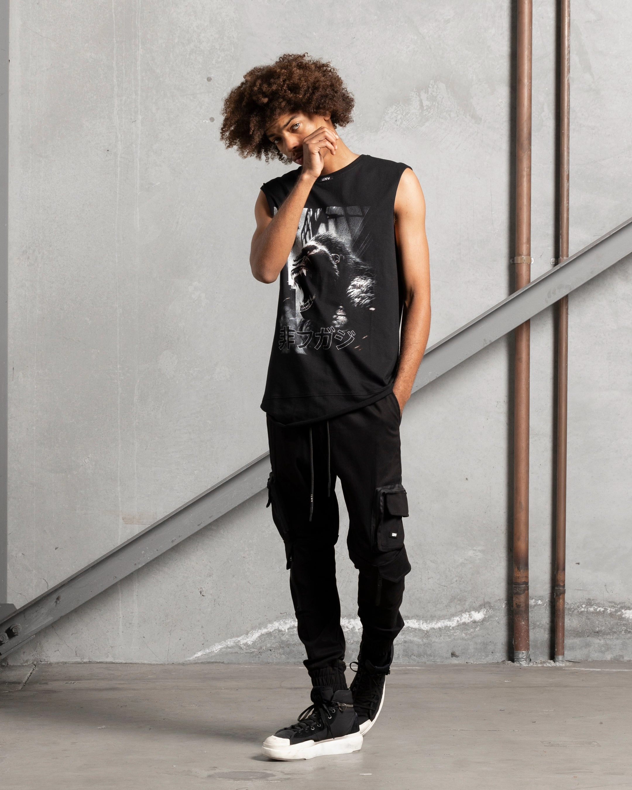 Minimalist Aesthetic Comfy and Versatile The Anti Order Killa Gorilla Panelled Singlet Black