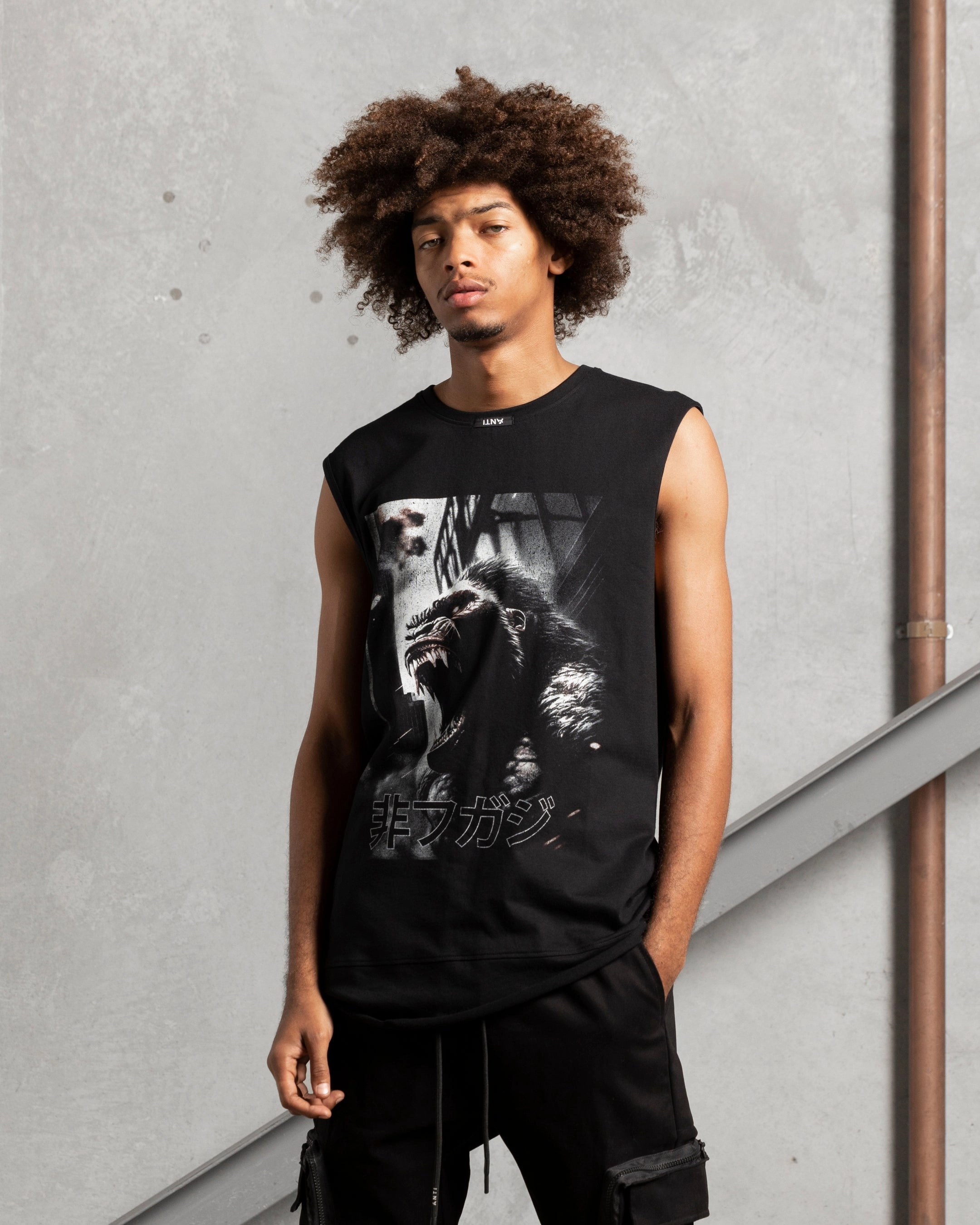 The Anti Order Killa Gorilla Panelled Singlet Black Relax Trend