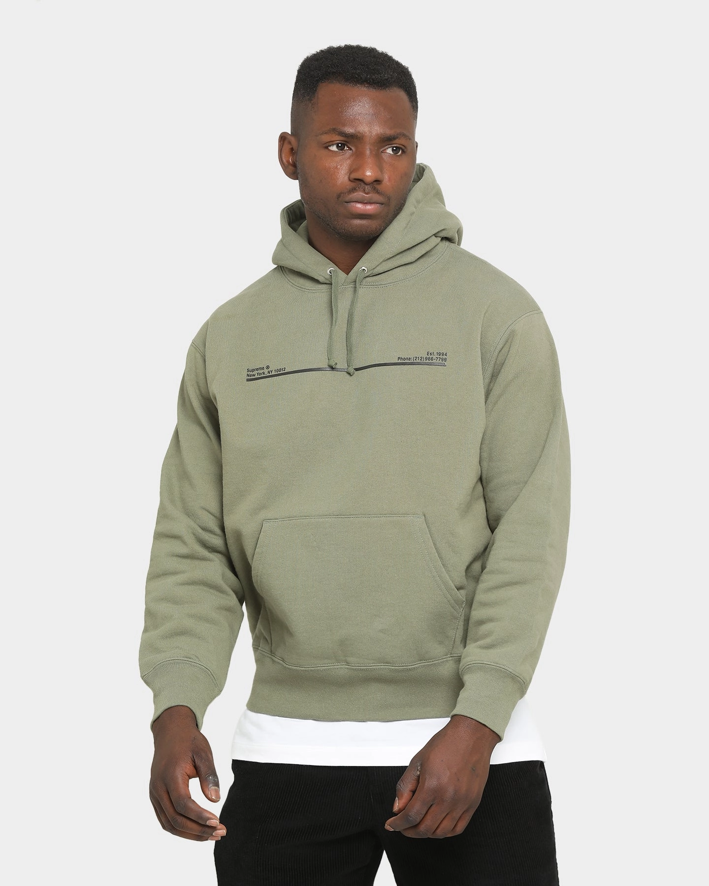 Supreme Shop Hooded Sweatshirt Light Olive Articulated Sleeves