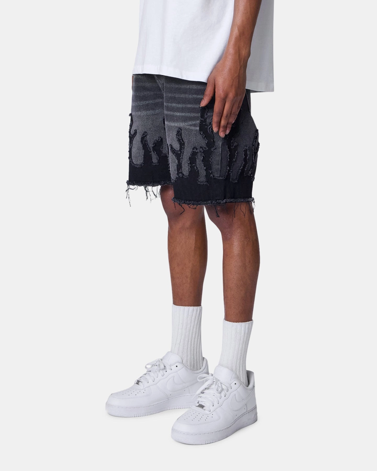 MNML Flame Denim Shorts Washed Black souvenir item personalized option