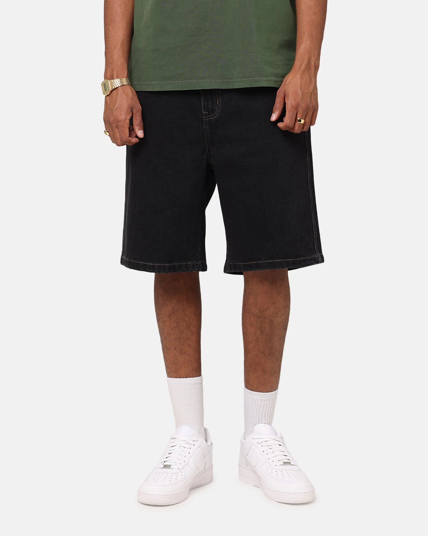 S Double Denim Standard Shorts Black Wash Stay Fresh Exclusive Design
