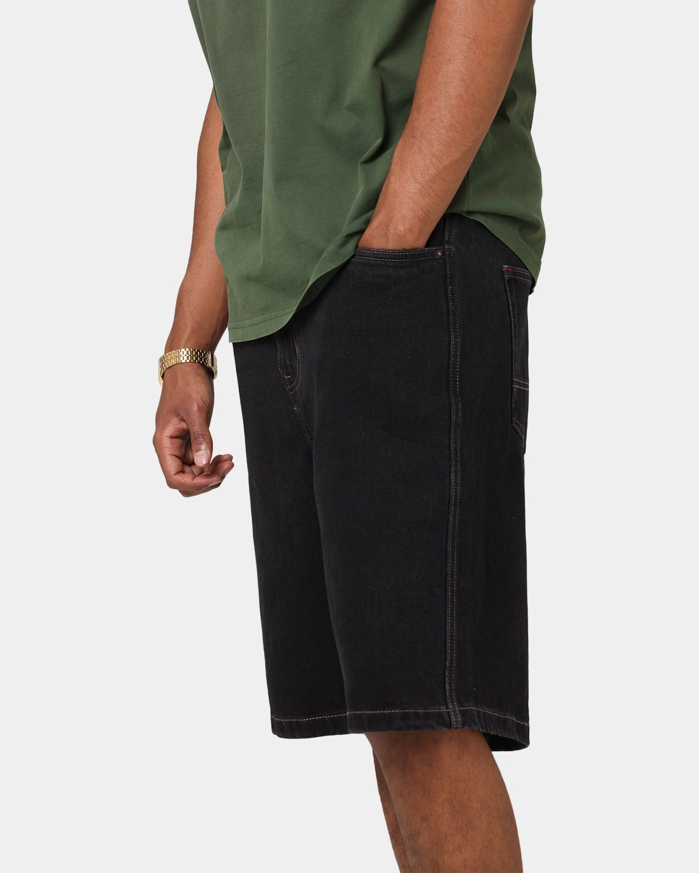 S Double Denim Standard Shorts Black Wash Limited Edition