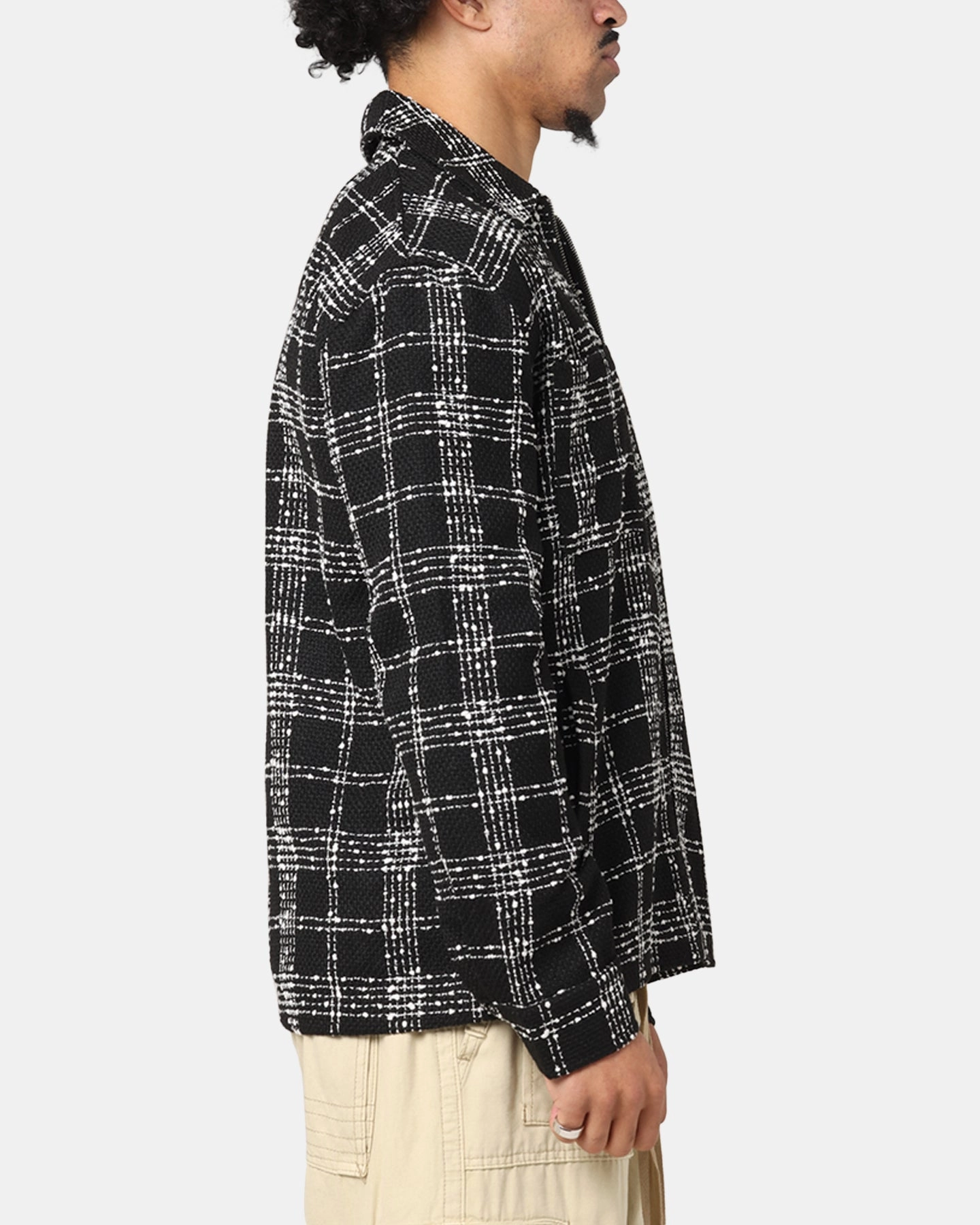 XXIII Boucle Tweed Zip Jacket Black/White fishermen