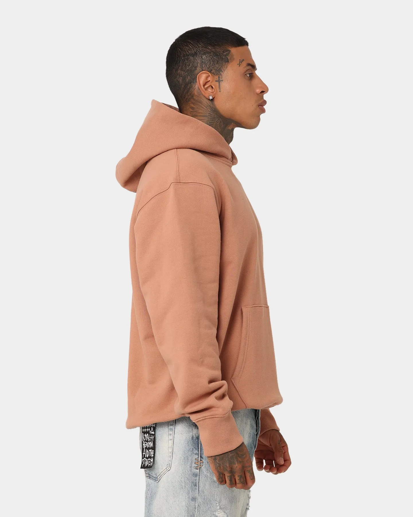 Slide Strap Waistband Drop Hem Adidas Contempo French Terry Hoodie Clay Strata