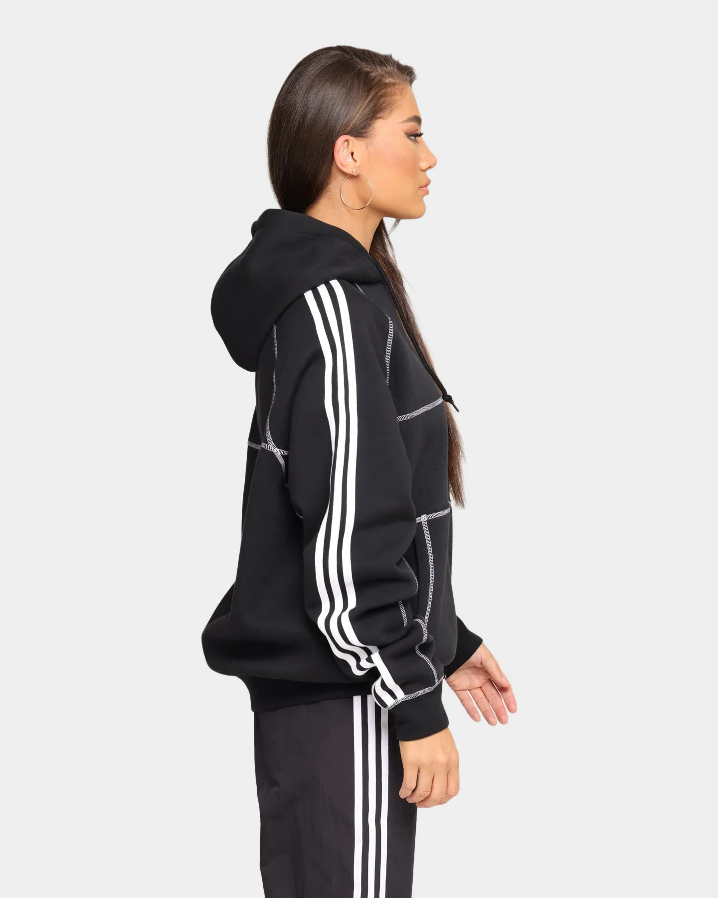 Commuter Fit muted shades Adidas Contrast Stitch Hoodie Black