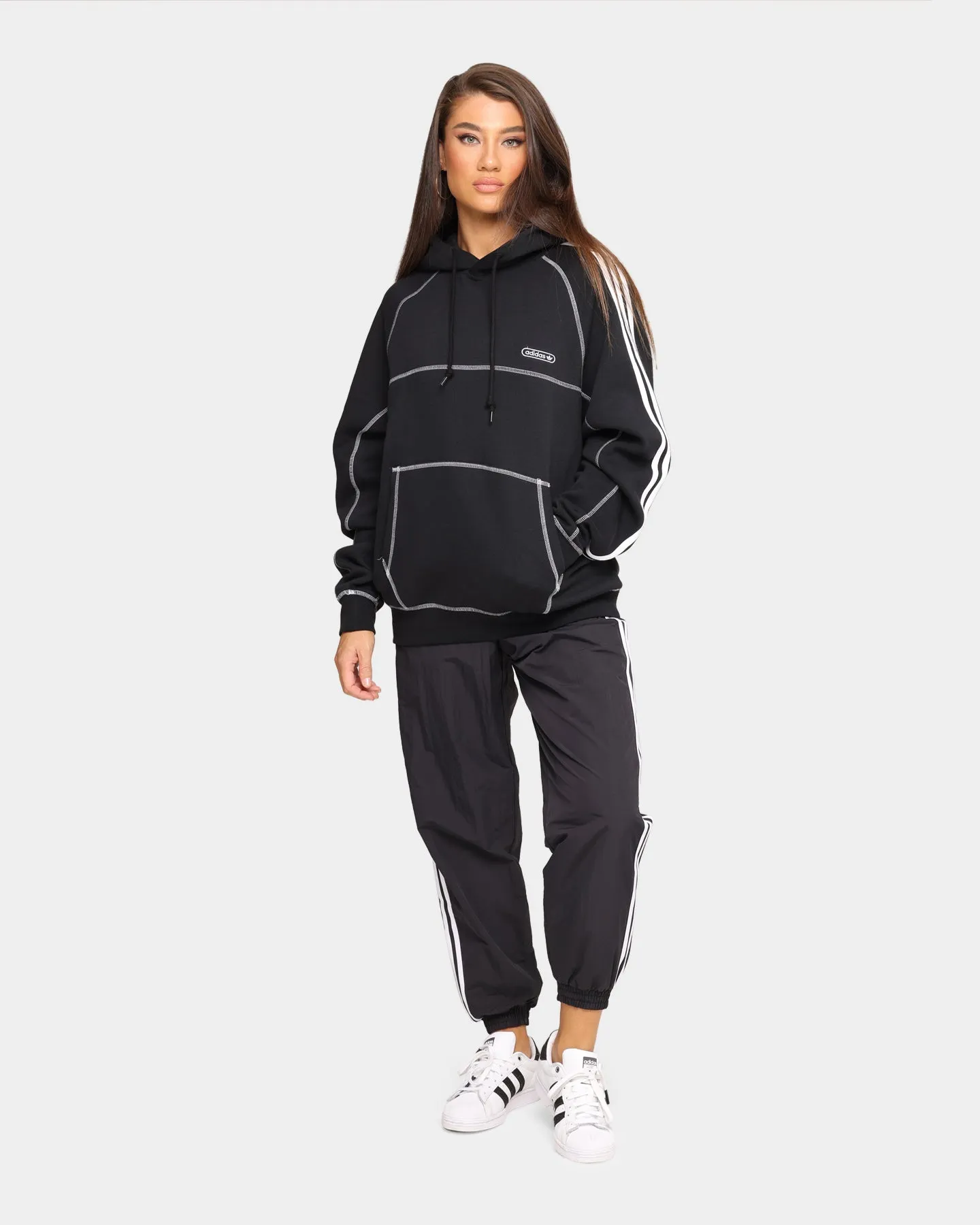 Adidas Contrast Stitch Hoodie Black Advertise Focus