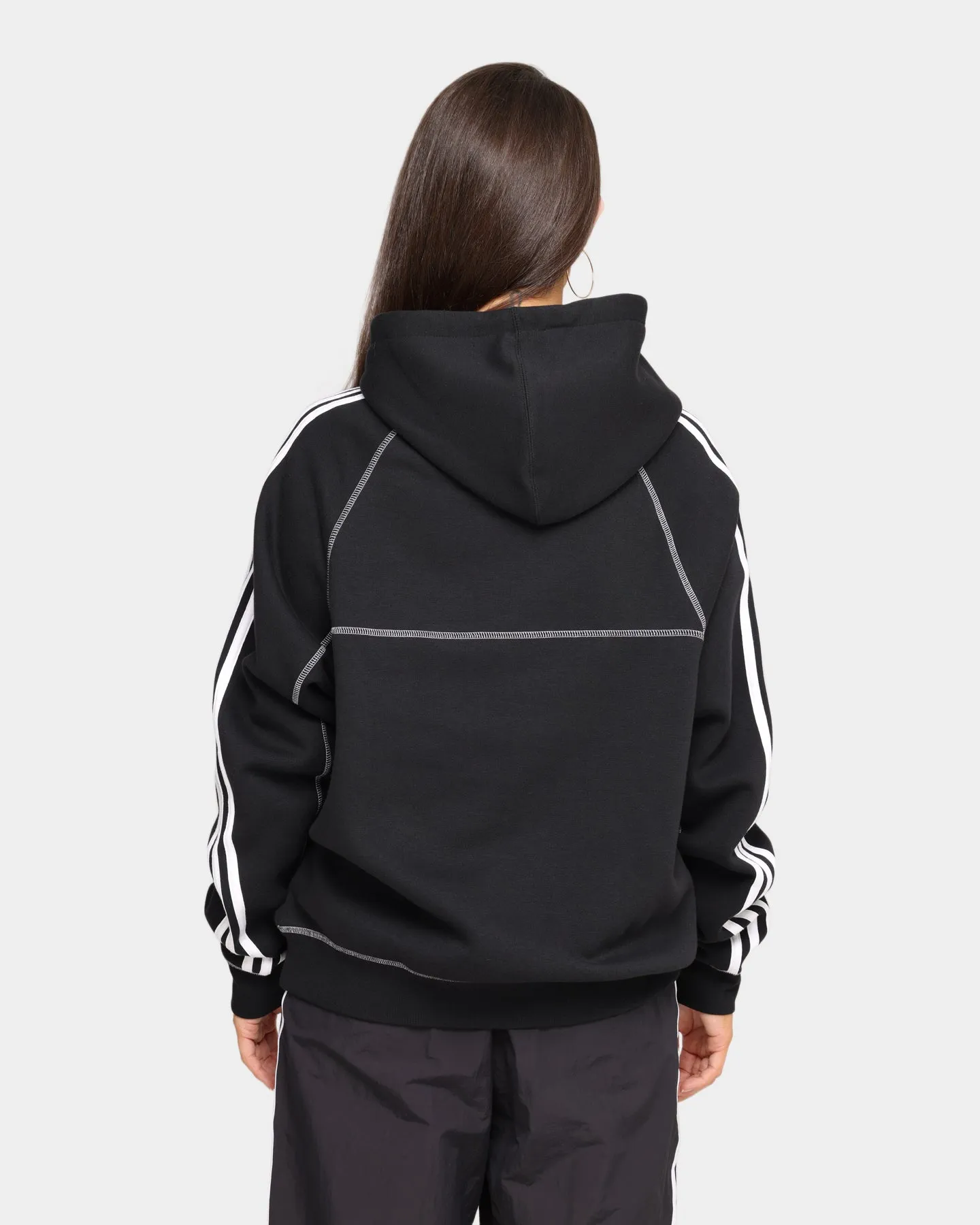 All-Weather Comfort High Density Weave Adidas Contrast Stitch Hoodie Black