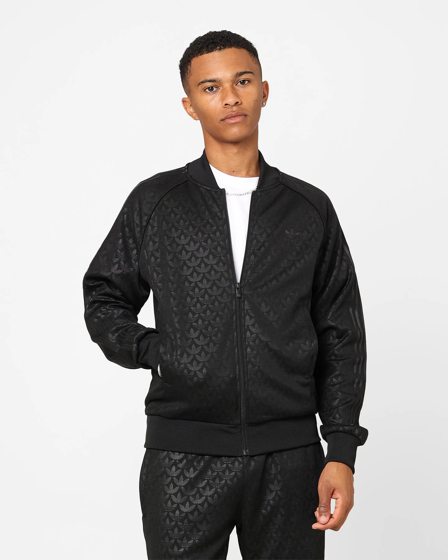 Adidas Graphics Monogram Straight Tracksuit Jacket Black Static Resistant Disseminate