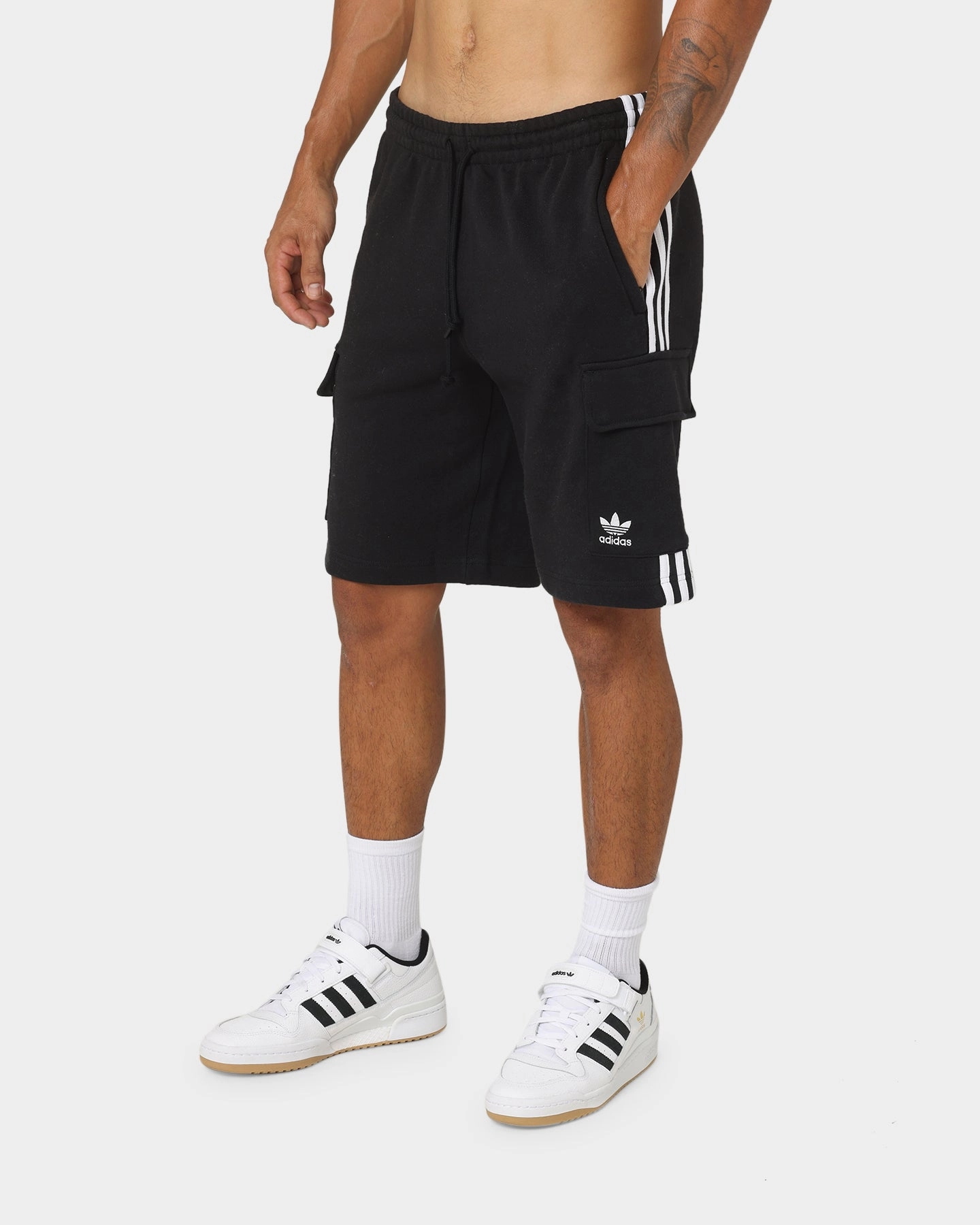 Adidas 3 Stripe Cargo Shorts Black Tear Resistant Weave dance clothing